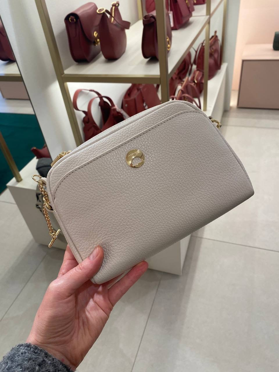 Coccinelle Leather Crossbody Bag – Green, Beige