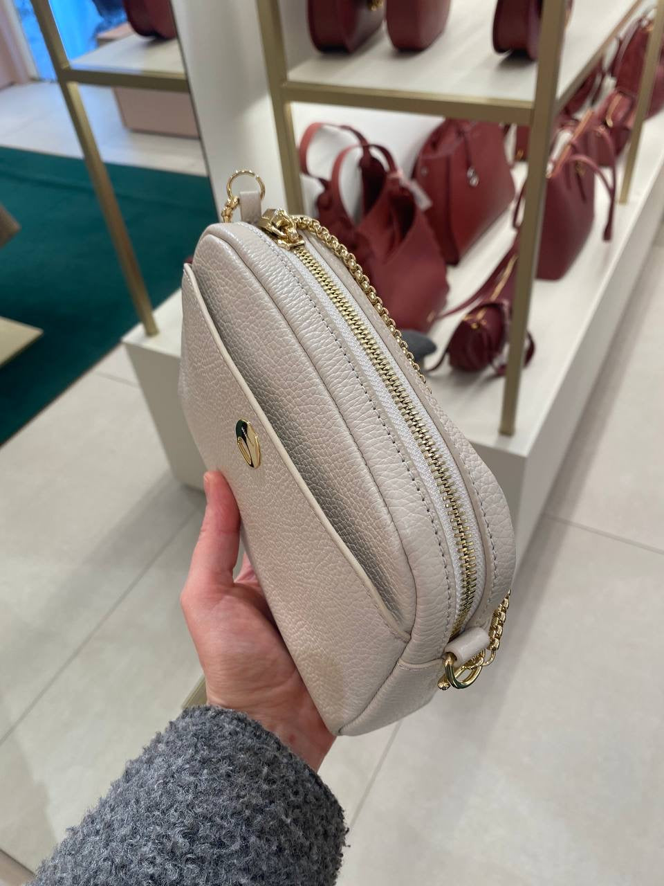 Coccinelle Leather Crossbody Bag – Green, Beige