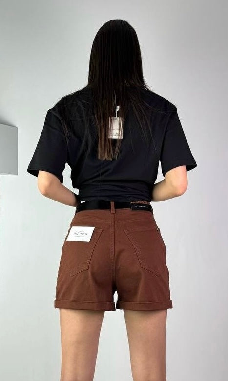 Brown denim shorts