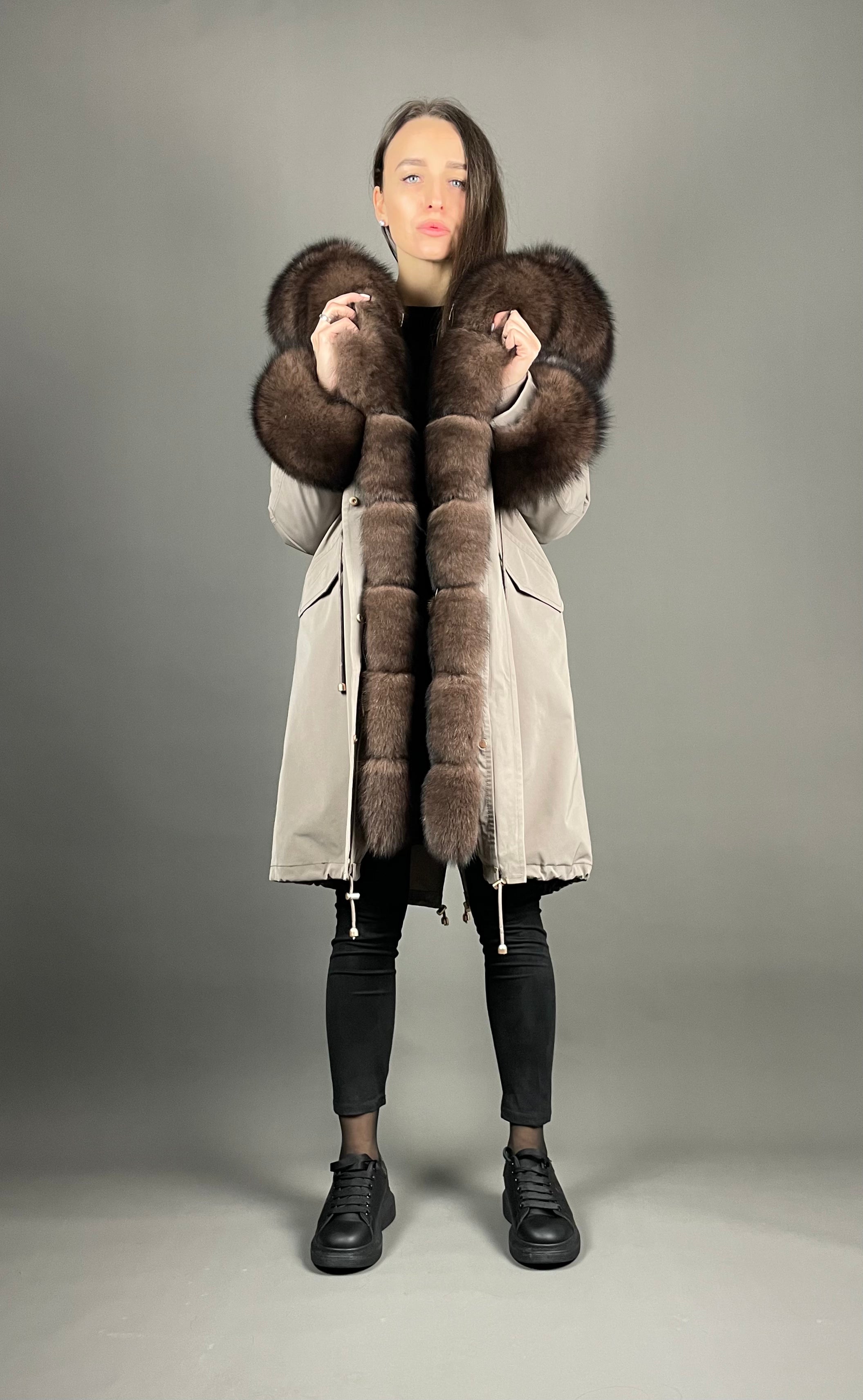 Parka LUX Cappuccino (12) / Brown (M3) / Rex for women 103 cm