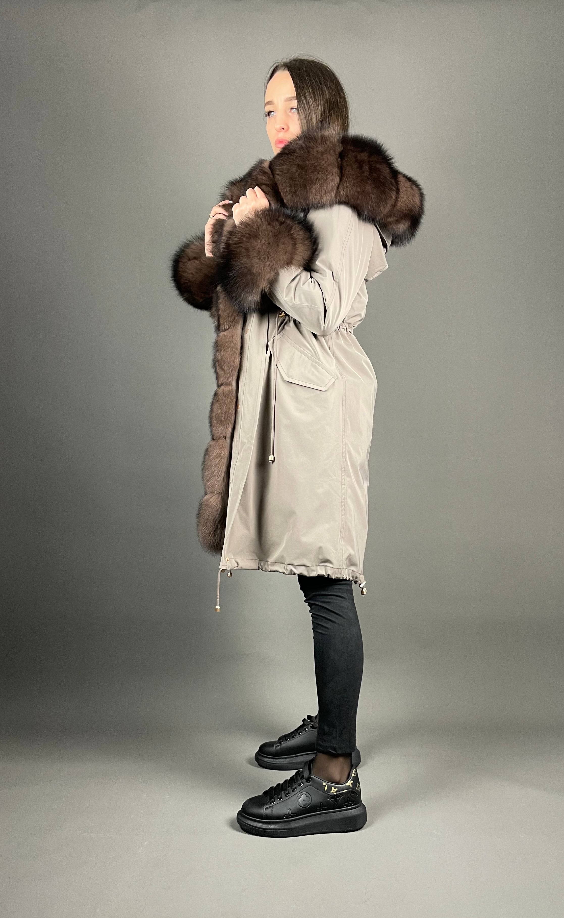 Parka LUX Cappuccino (12) / Brown (M3) / Rex for women 103 cm