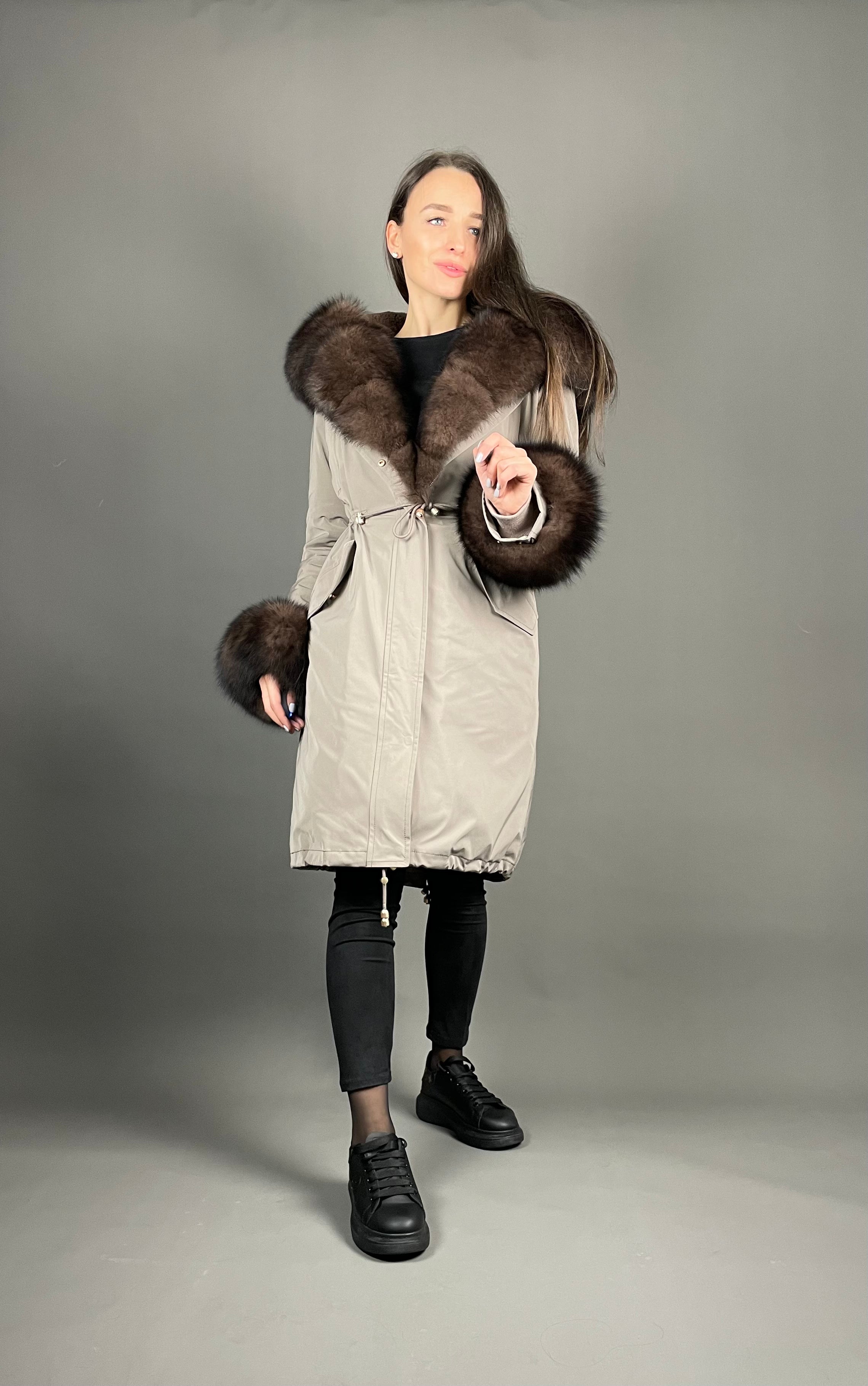 Parka LUX kapučīno (12) / brūns (M3) / Rex sievietēm 103 cm