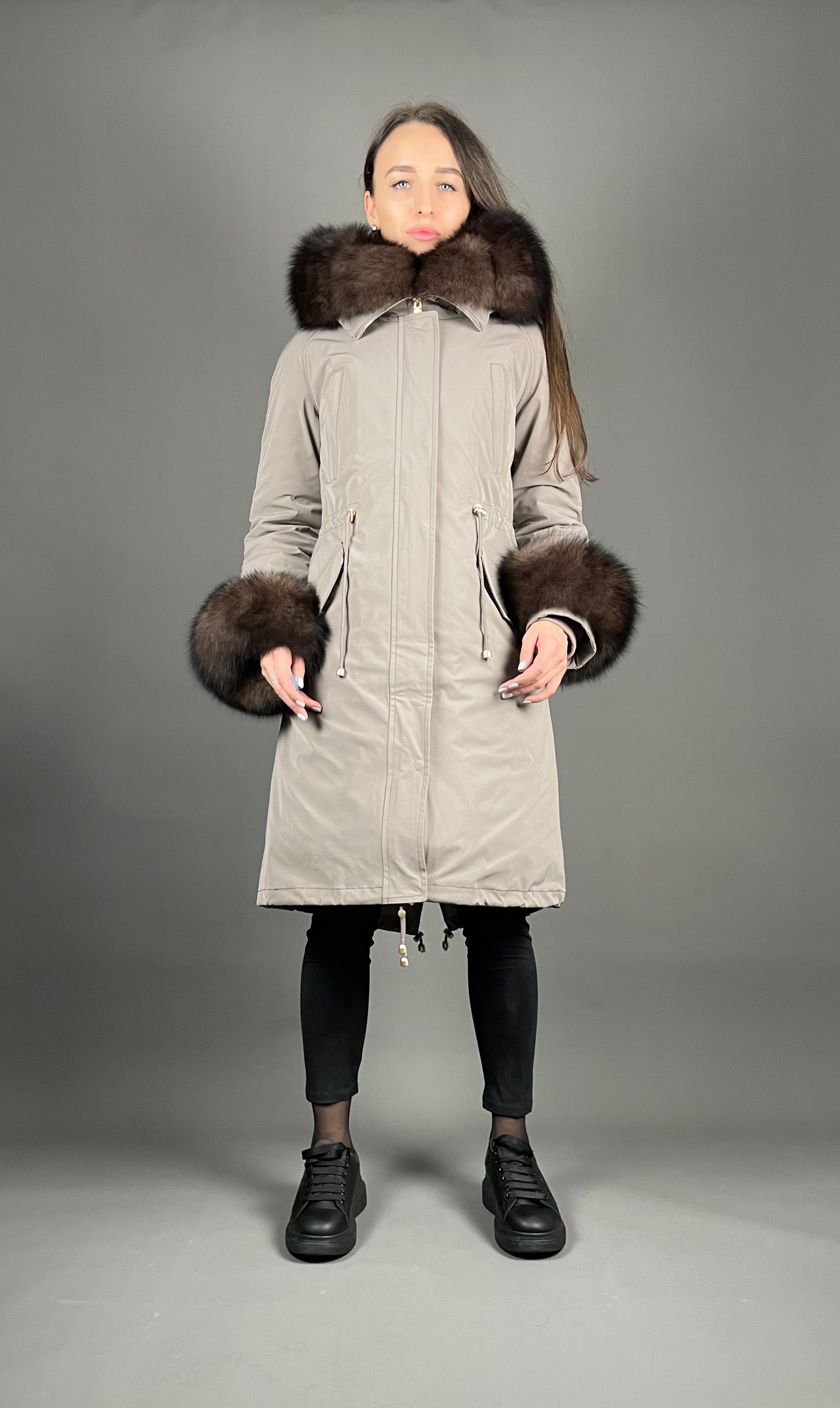Parka LUX Cappuccino (12) / Brown (M3) / Rex for women 103 cm
