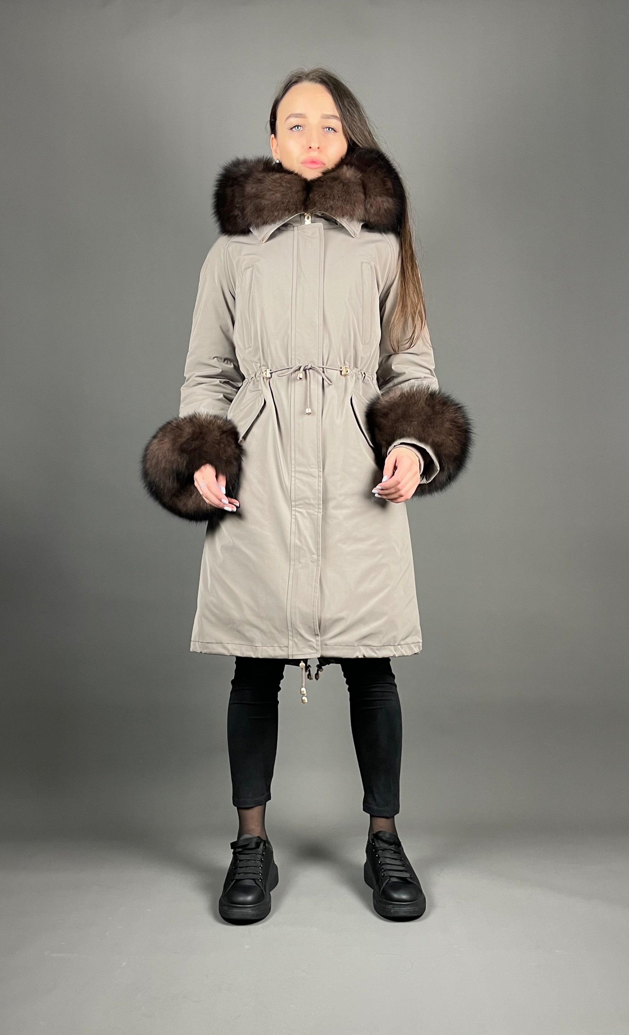 Parka LUX kapučīno (12) / brūns (M3) / Rex sievietēm 103 cm