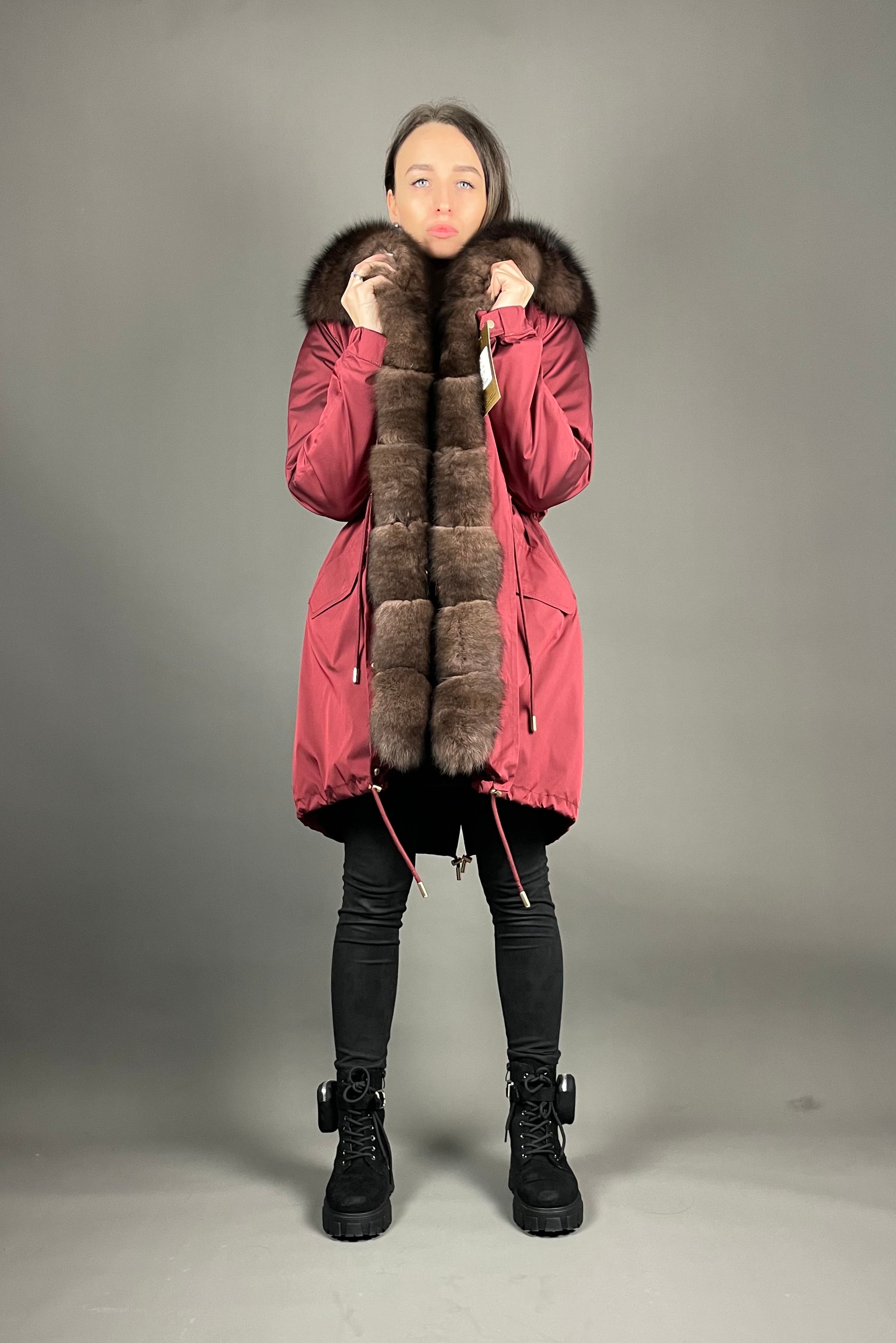 Parka LUX Bordo (193) / Brown (M3) / Rex sievietēm 95 cm