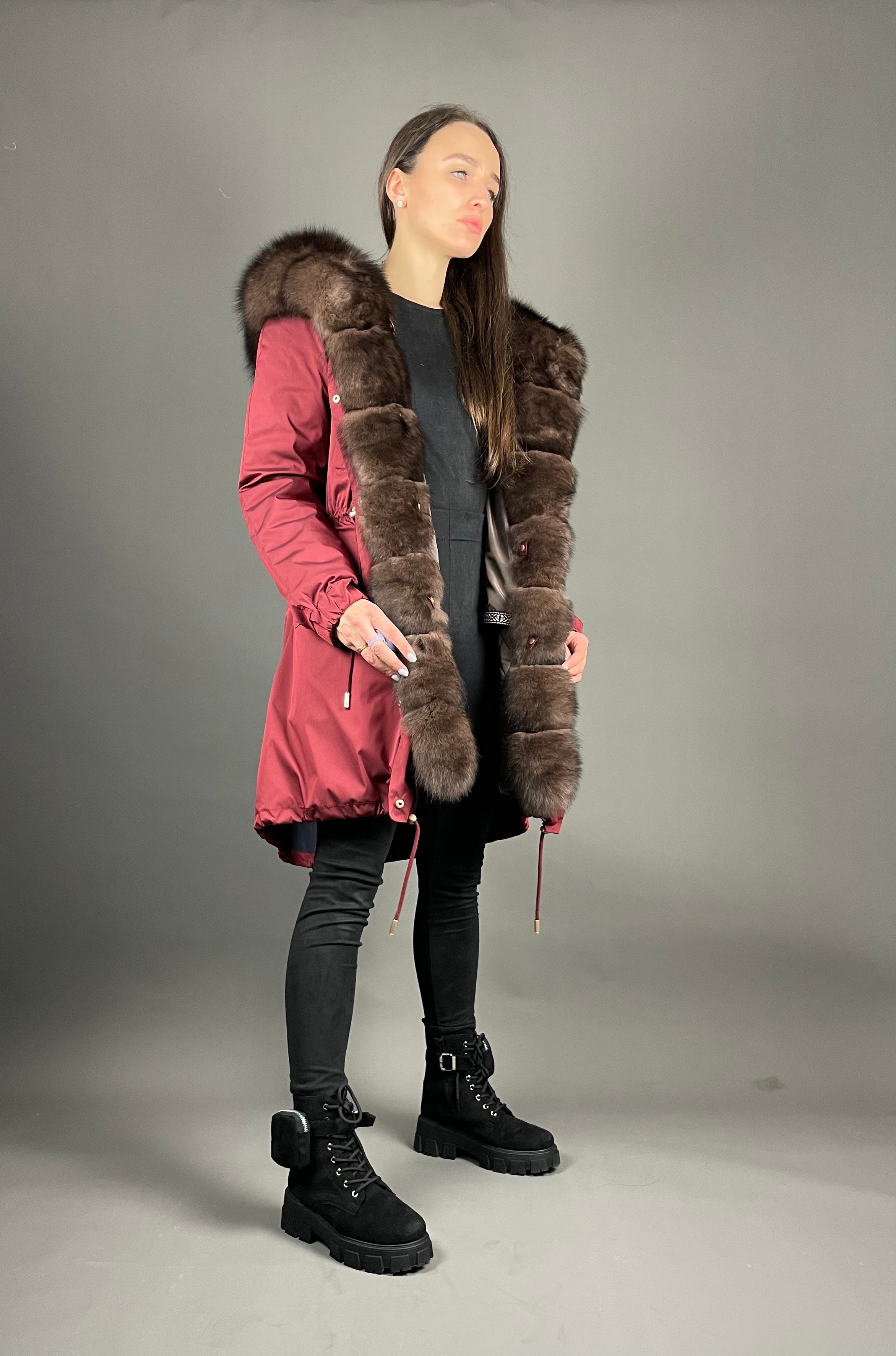 Parka LUX Bordo (193) / Brown (M3) / Rex for women 95 cm