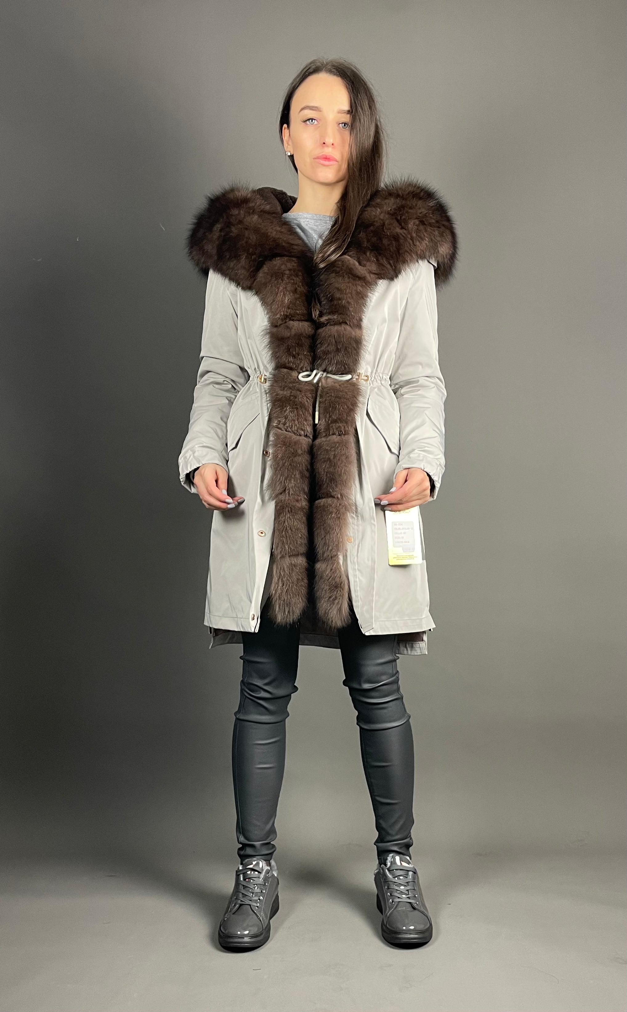 PARKA LUX Grey(SY2106-13)/Brown(M3)/Rex for women 95см