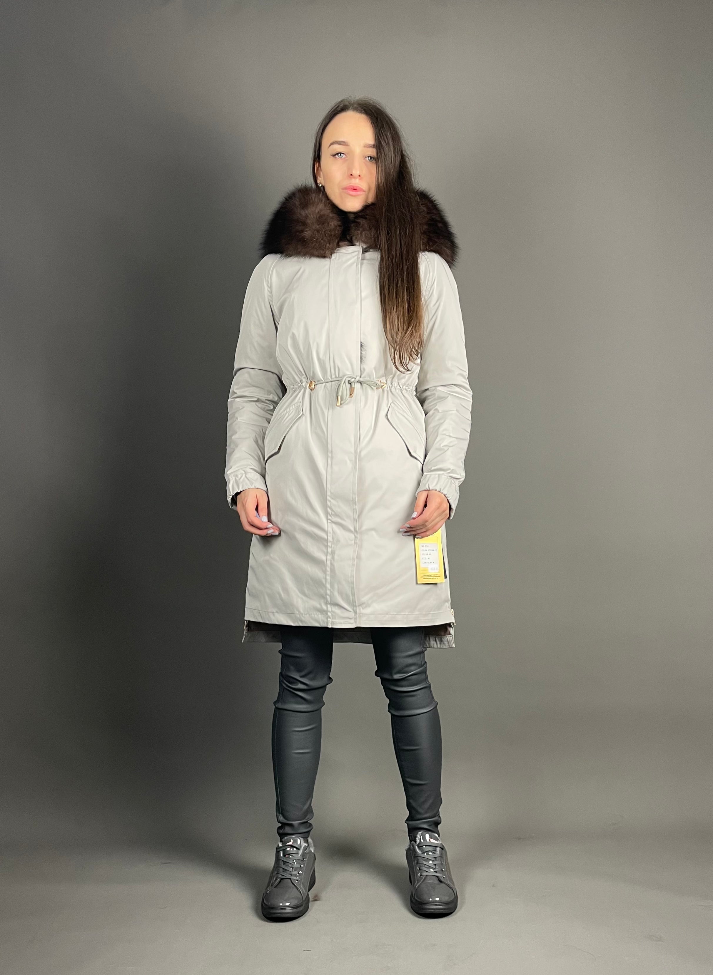 PARKA LUX Pelēks(SY2106-13)/Brūns(M3)/Rex sievietēm 95см