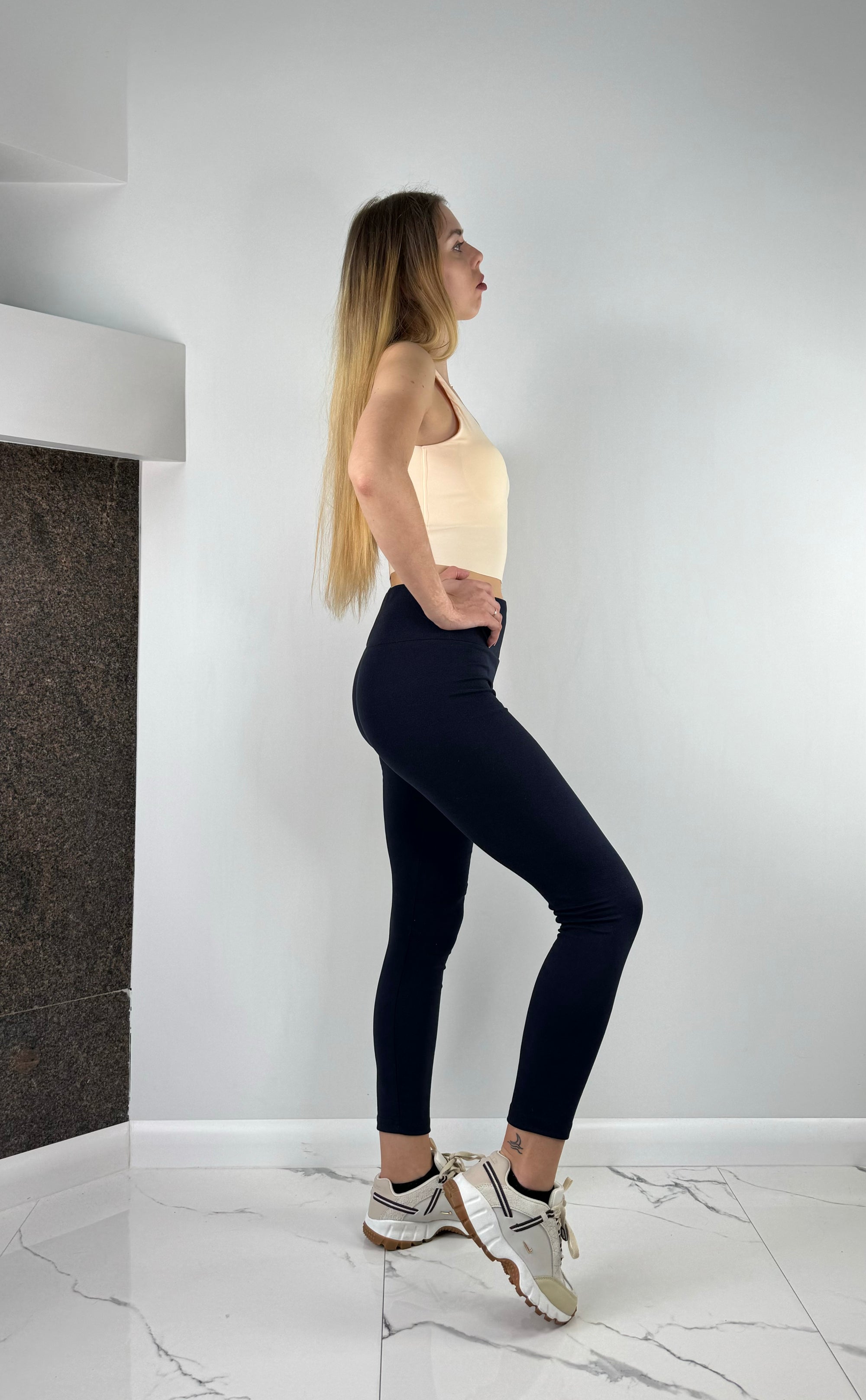 Dark blue micro corduroy leggings