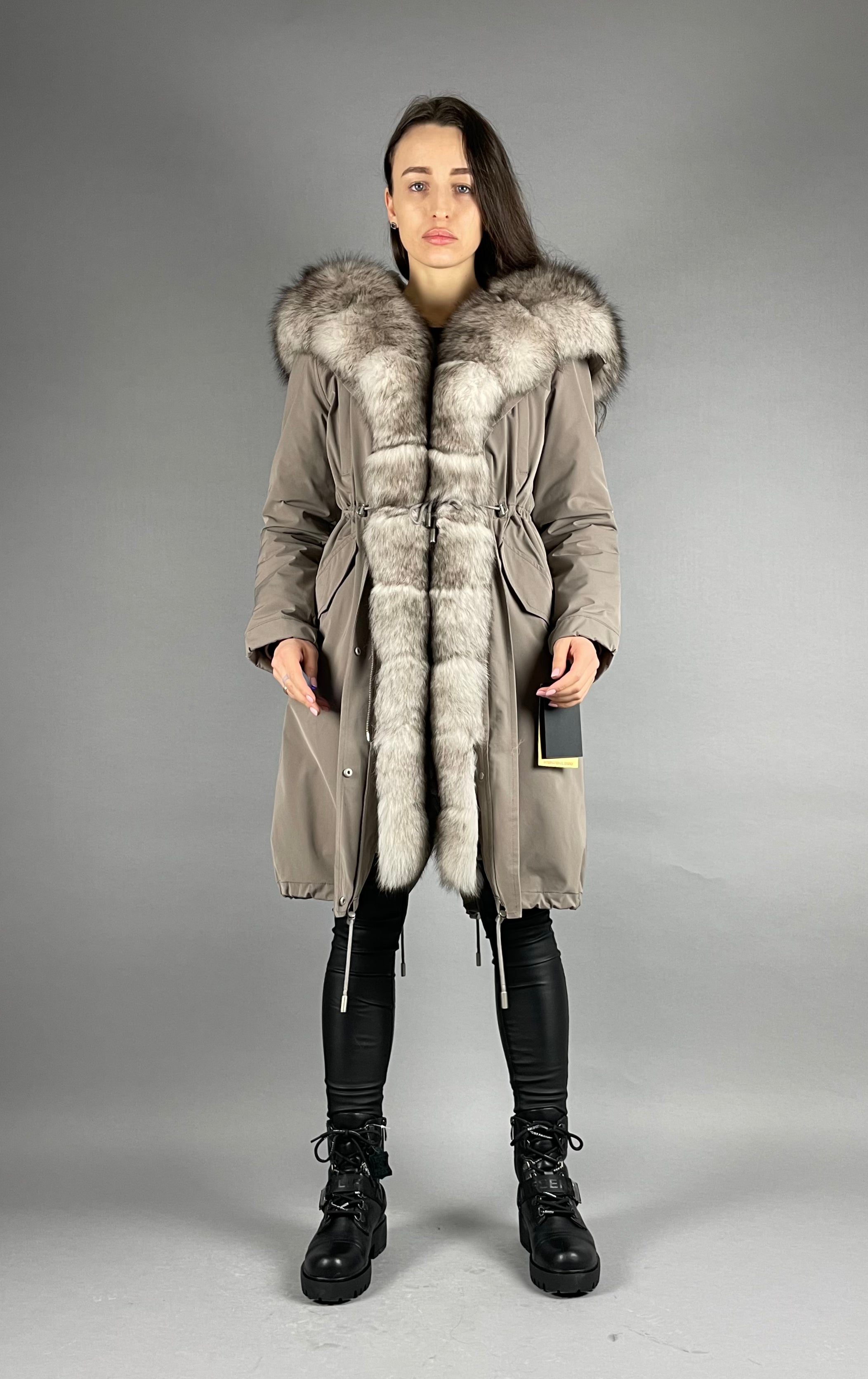 Parka LUX Cappuccino (12) / White-black (M16) / Rex for women 103 cm