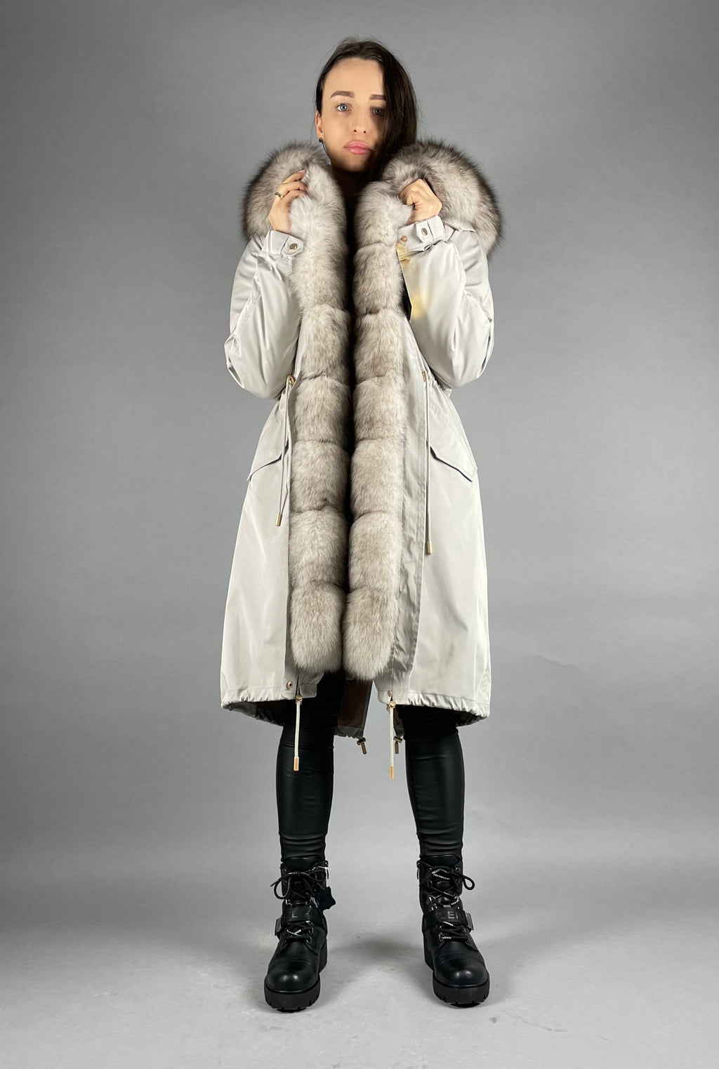 PARKA LUX Grey(SY2106-13)/White-black(M16)/Rex for women 103cm