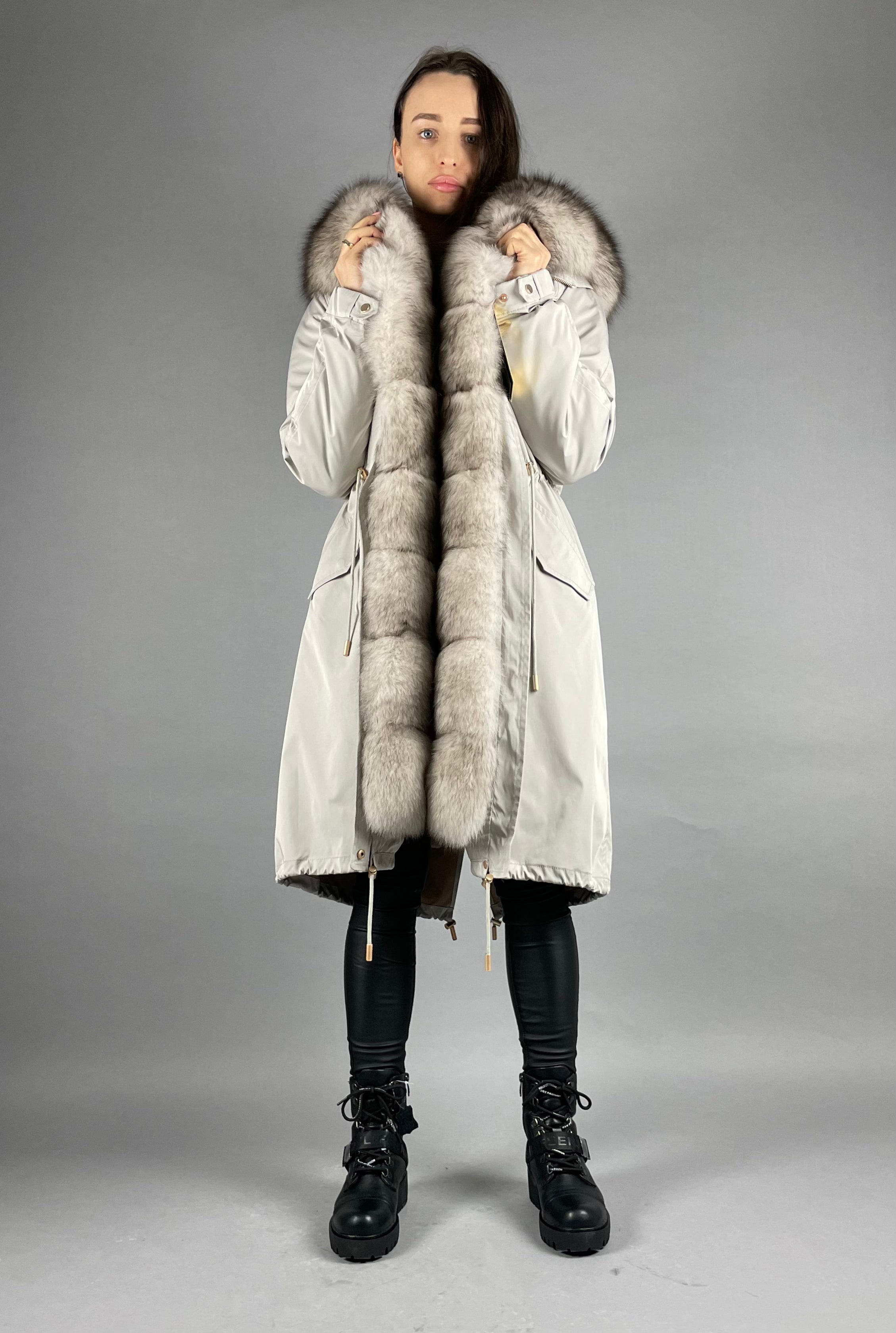 PARKA LUX Grey(SY2106-13)/White-black(M16)/Rex for women 103cm