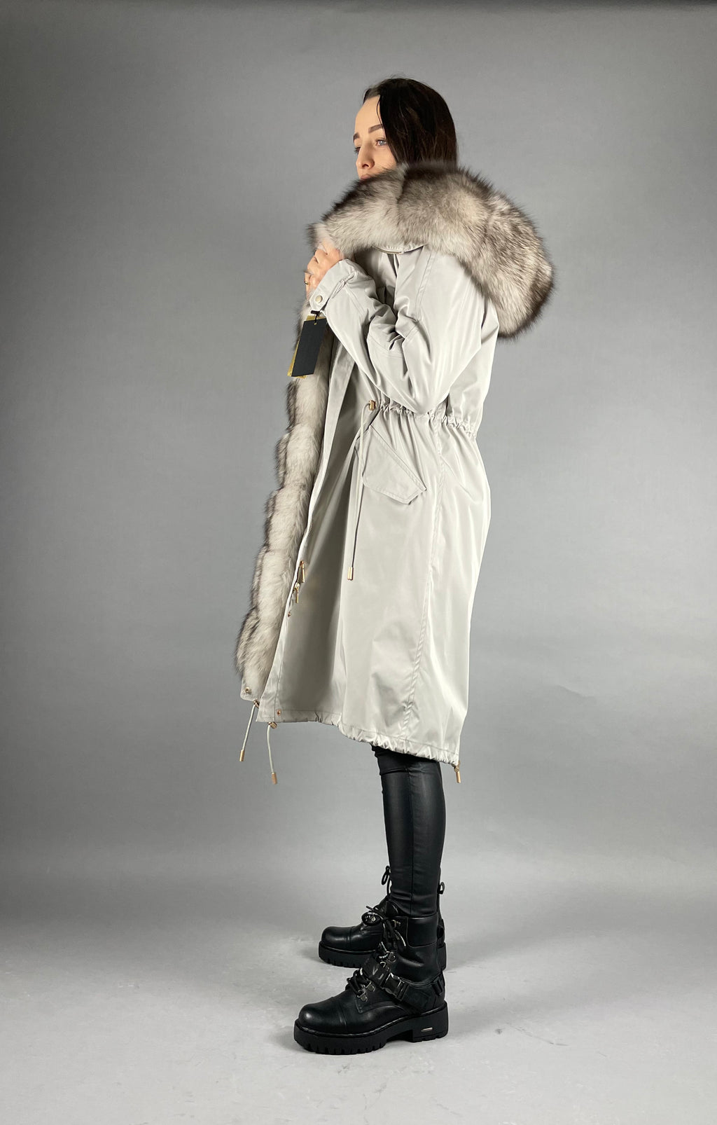 PARKA LUX Grey(SY2106-13)/White-black(M16)/Rex for women 103cm