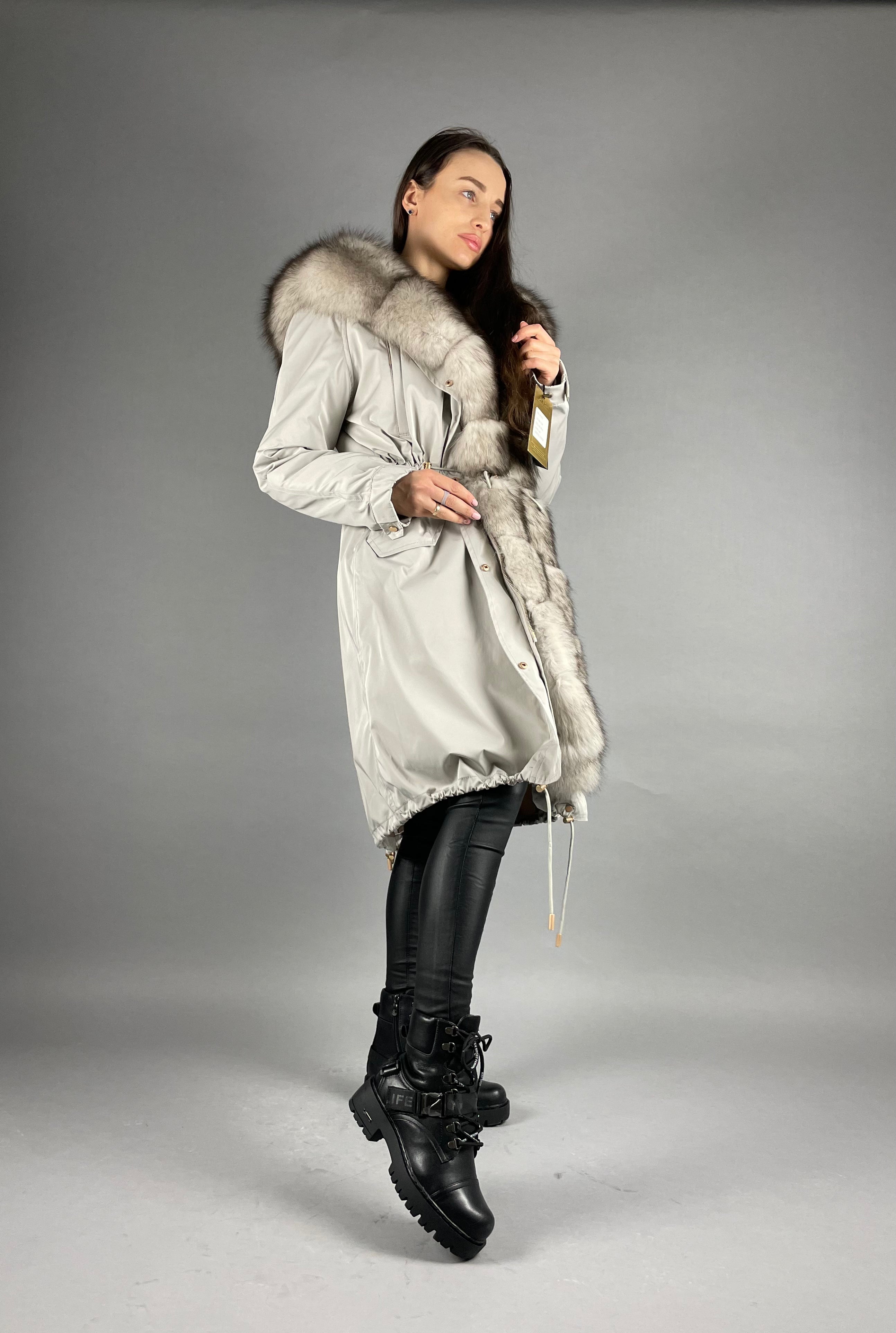 PARKA LUX Grey(SY2106-13)/White-black(M16)/Rex for women 103cm