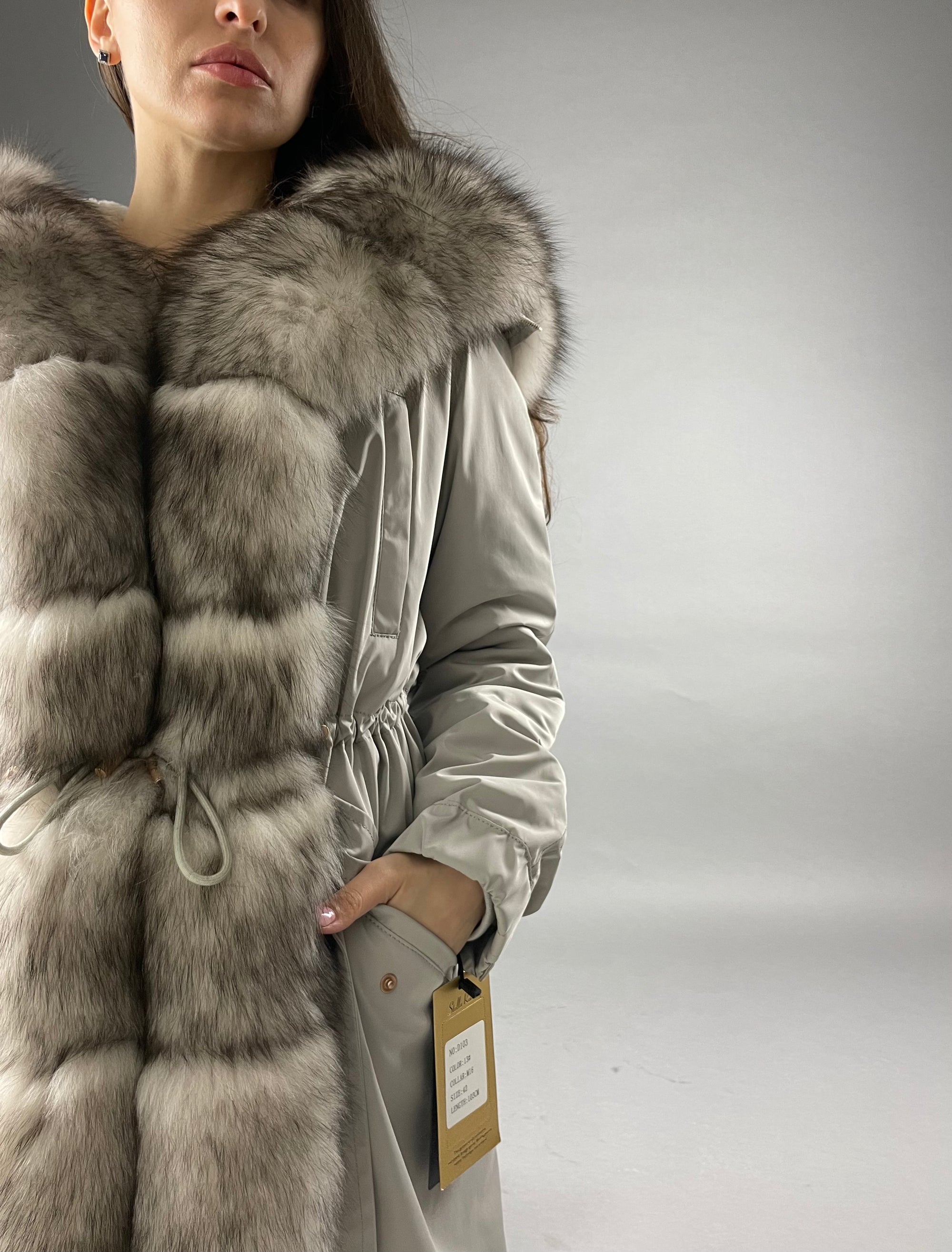 PARKA LUX pelēks(SY2106-13)/balts-melns(M16)/Rex sievietēm 103cm