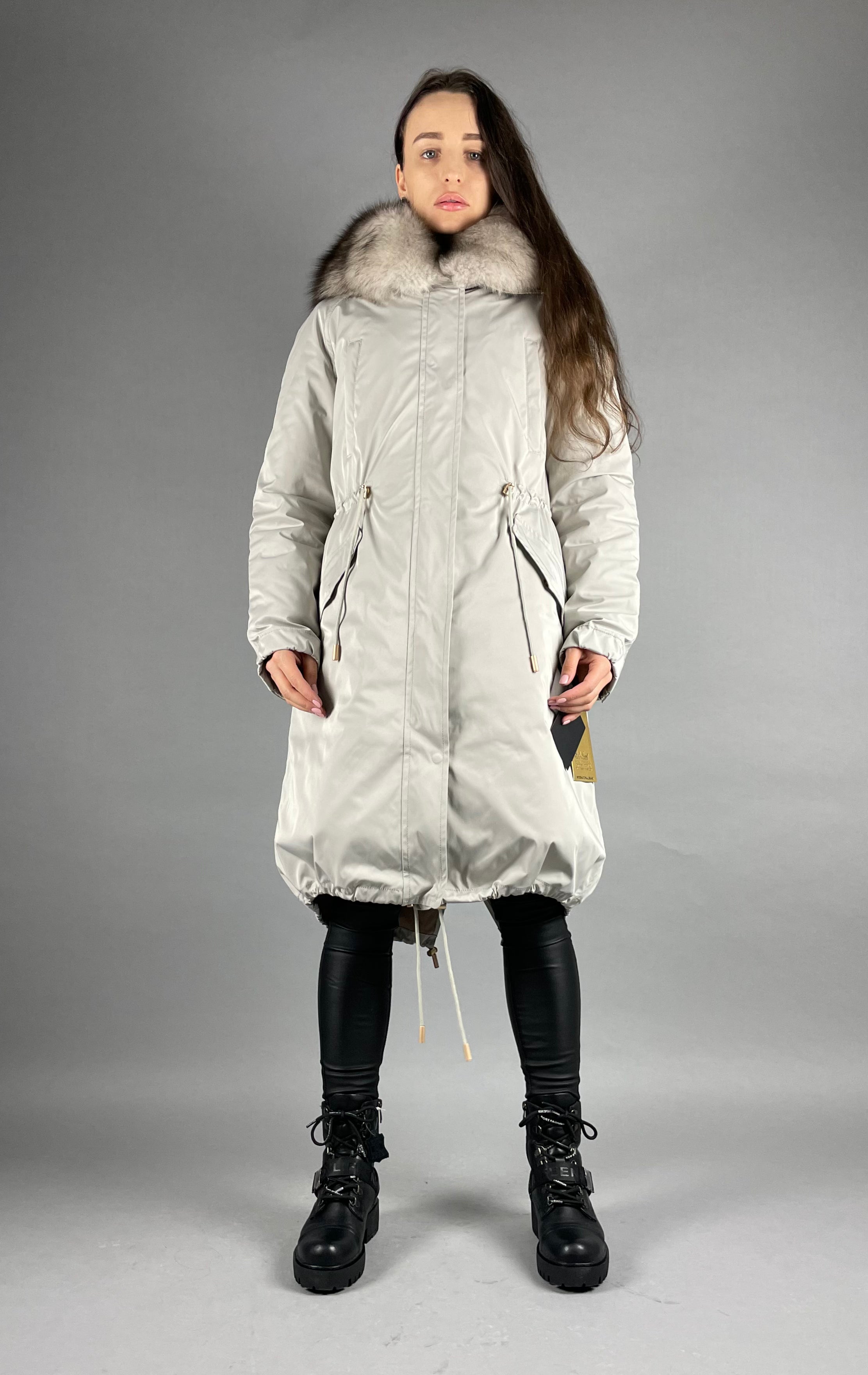 PARKA LUX Grey(SY2106-13)/White-black(M16)/Rex for women 103cm