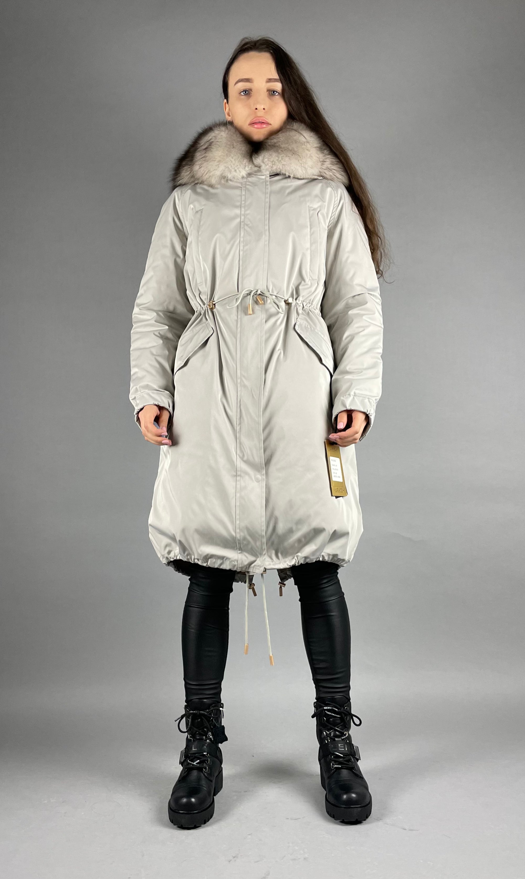 PARKA LUX pelēks(SY2106-13)/balts-melns(M16)/Rex sievietēm 103cm