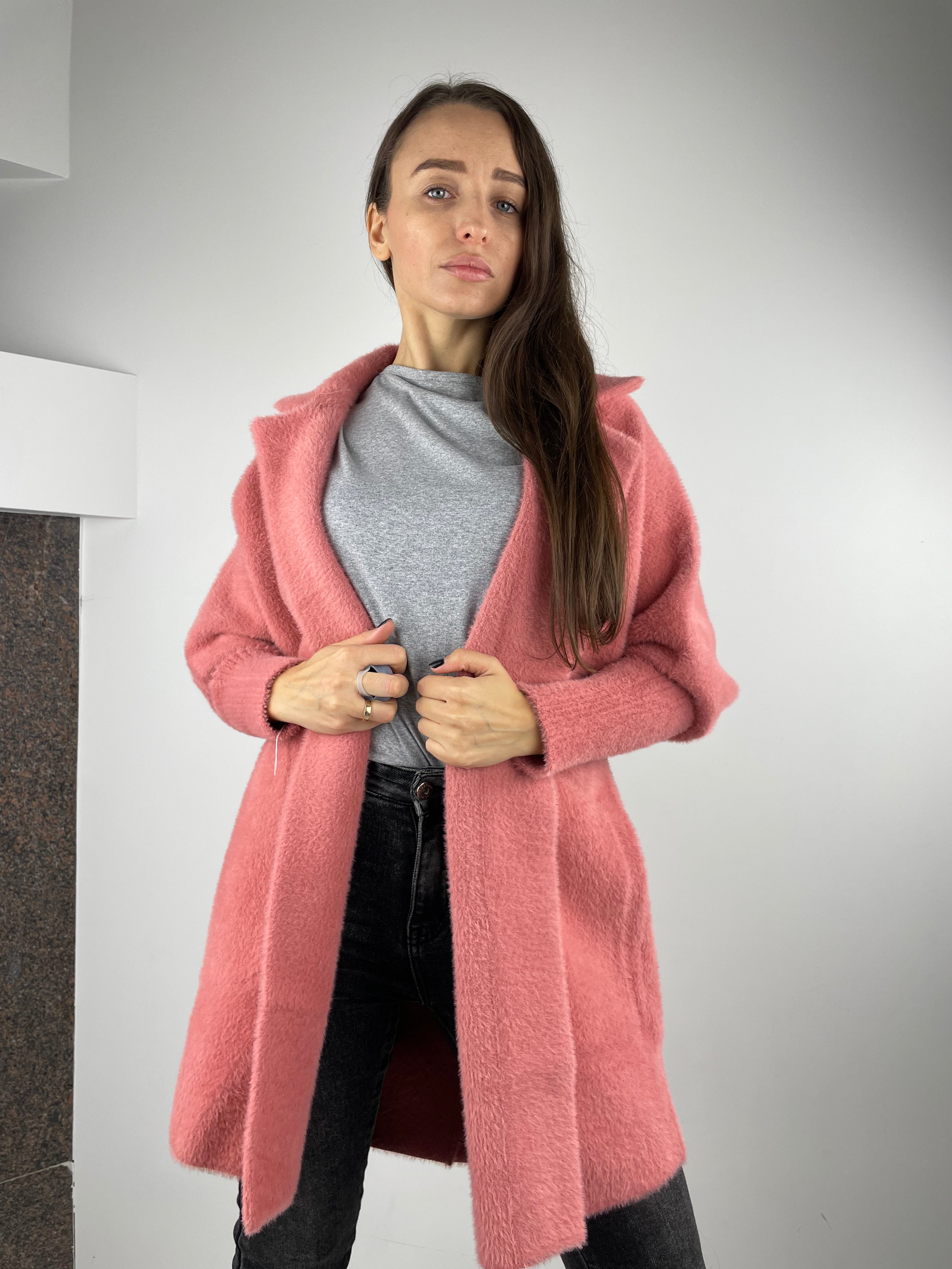 Peach short Alpaca coat