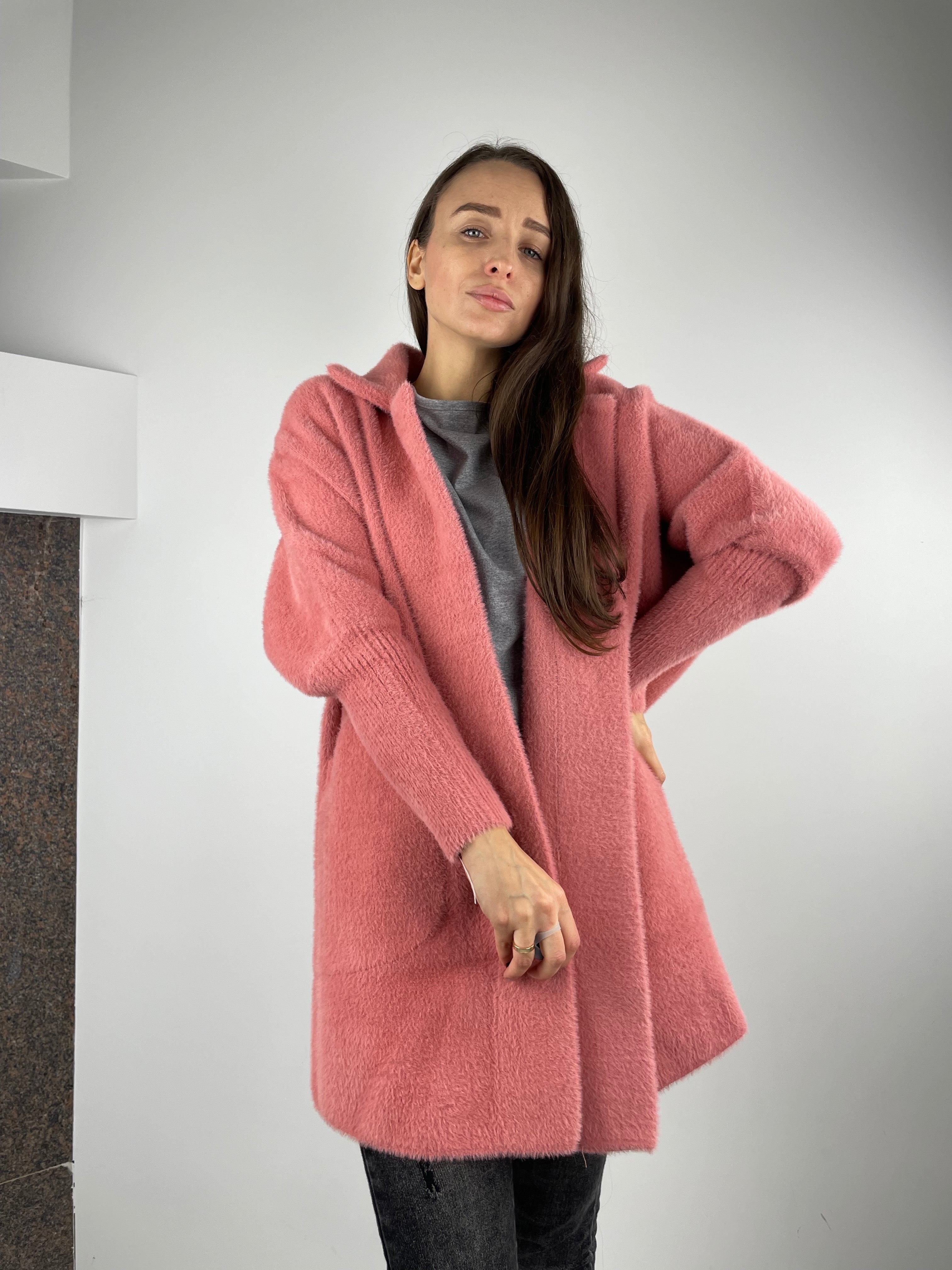 Peach short Alpaca coat