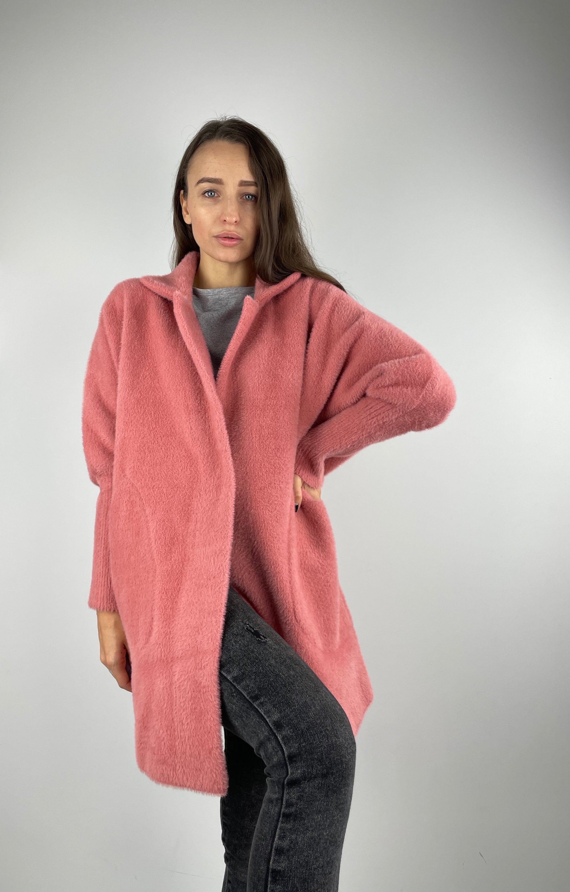 Peach short Alpaca coat