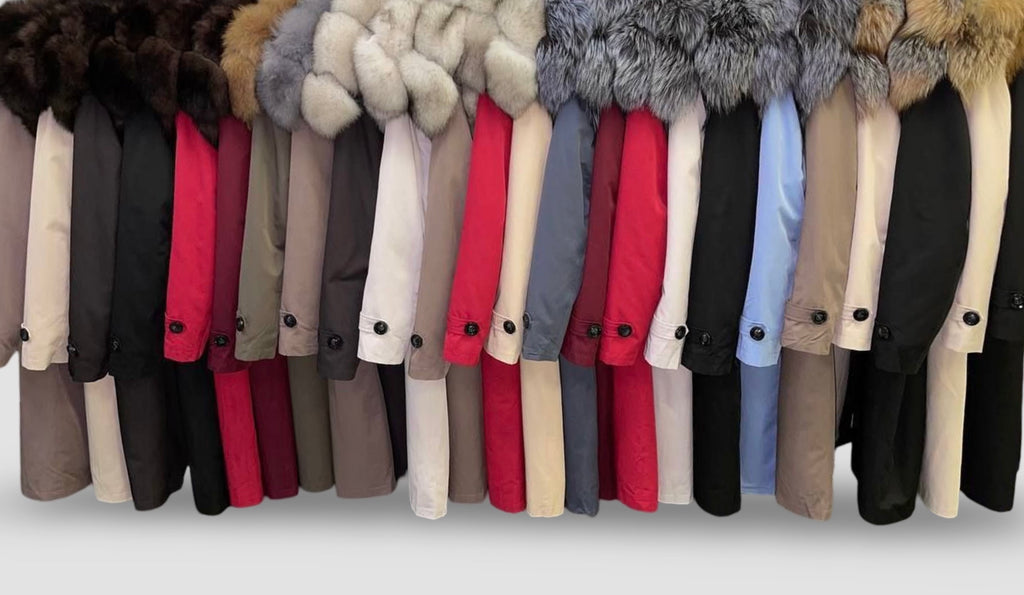 ПАРКА-ТРЕНЧ Baltic Graphite с мехом чернобурки и подкладкой из меха кролика Рекс для женщин 110 см