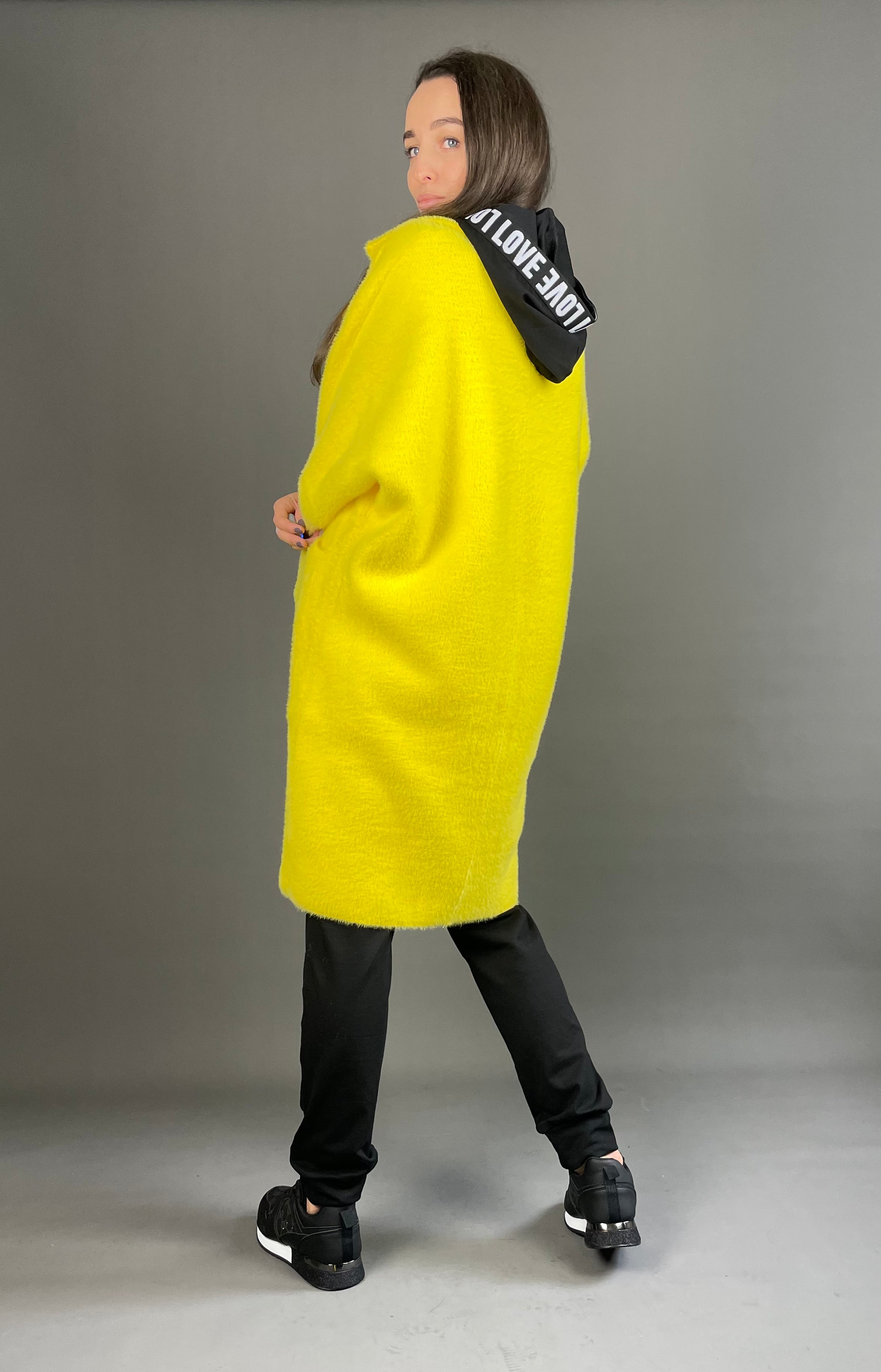 Yellow short Alpaca Coat