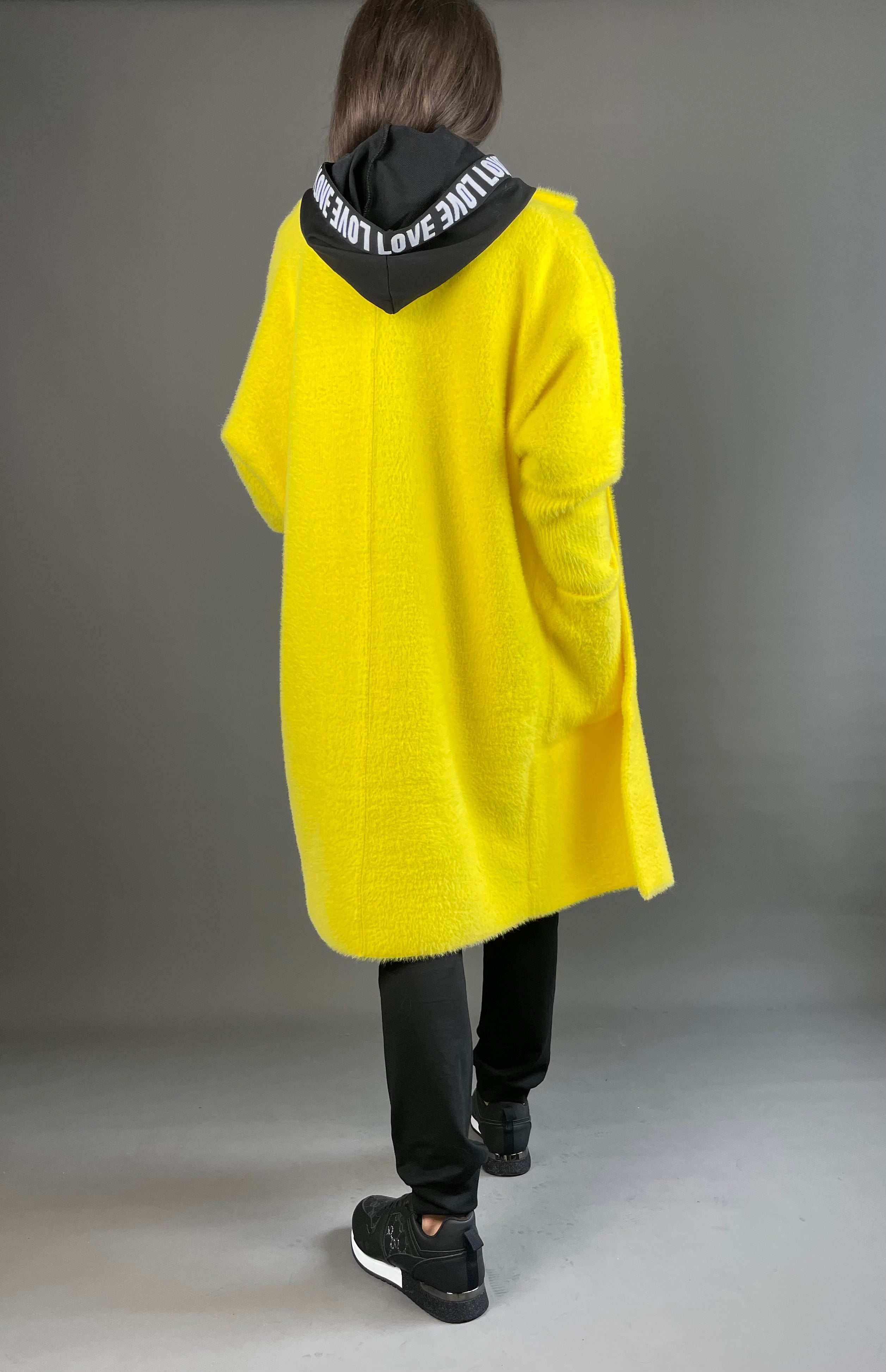 Yellow short Alpaca Coat