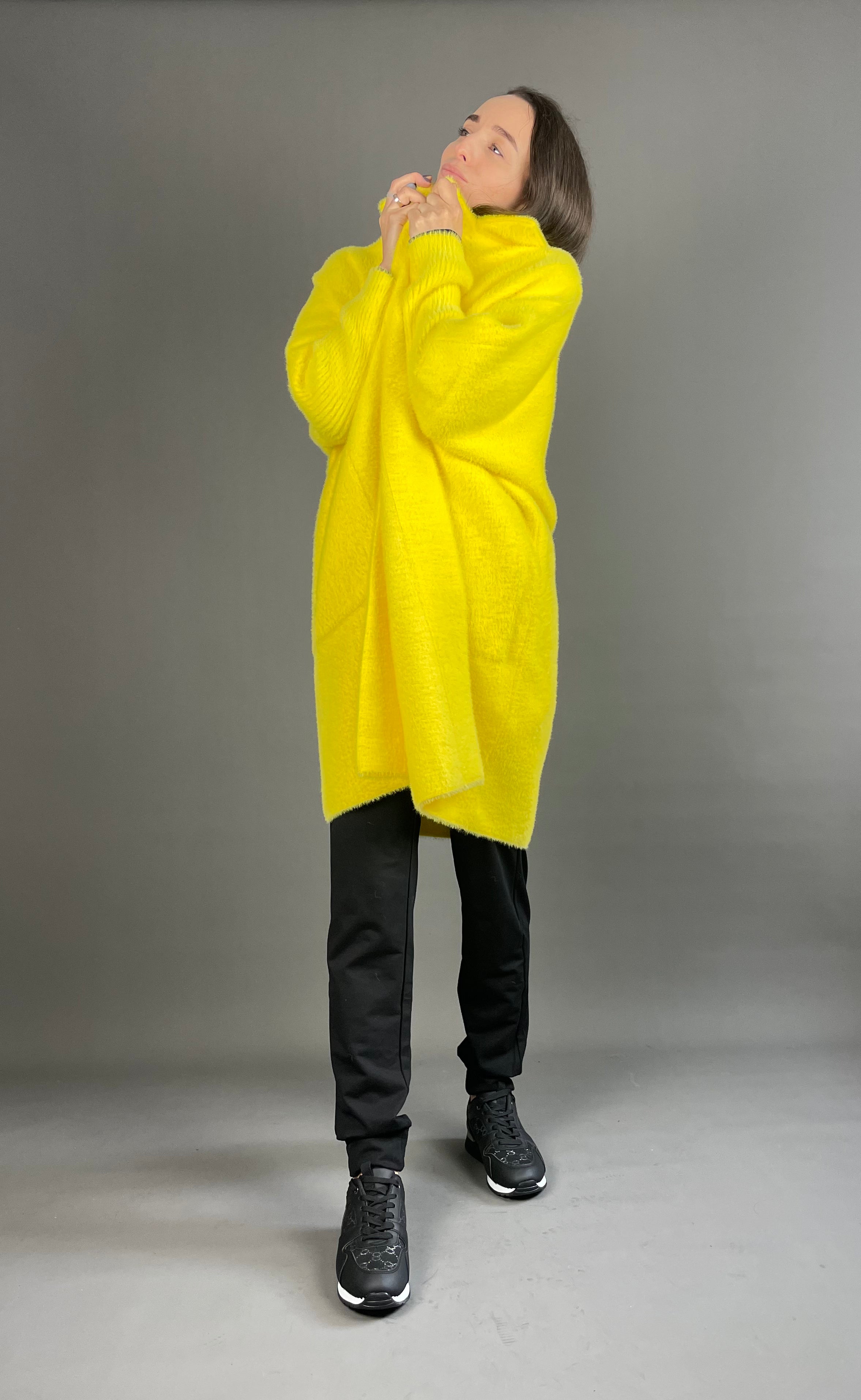 Yellow short Alpaca Coat