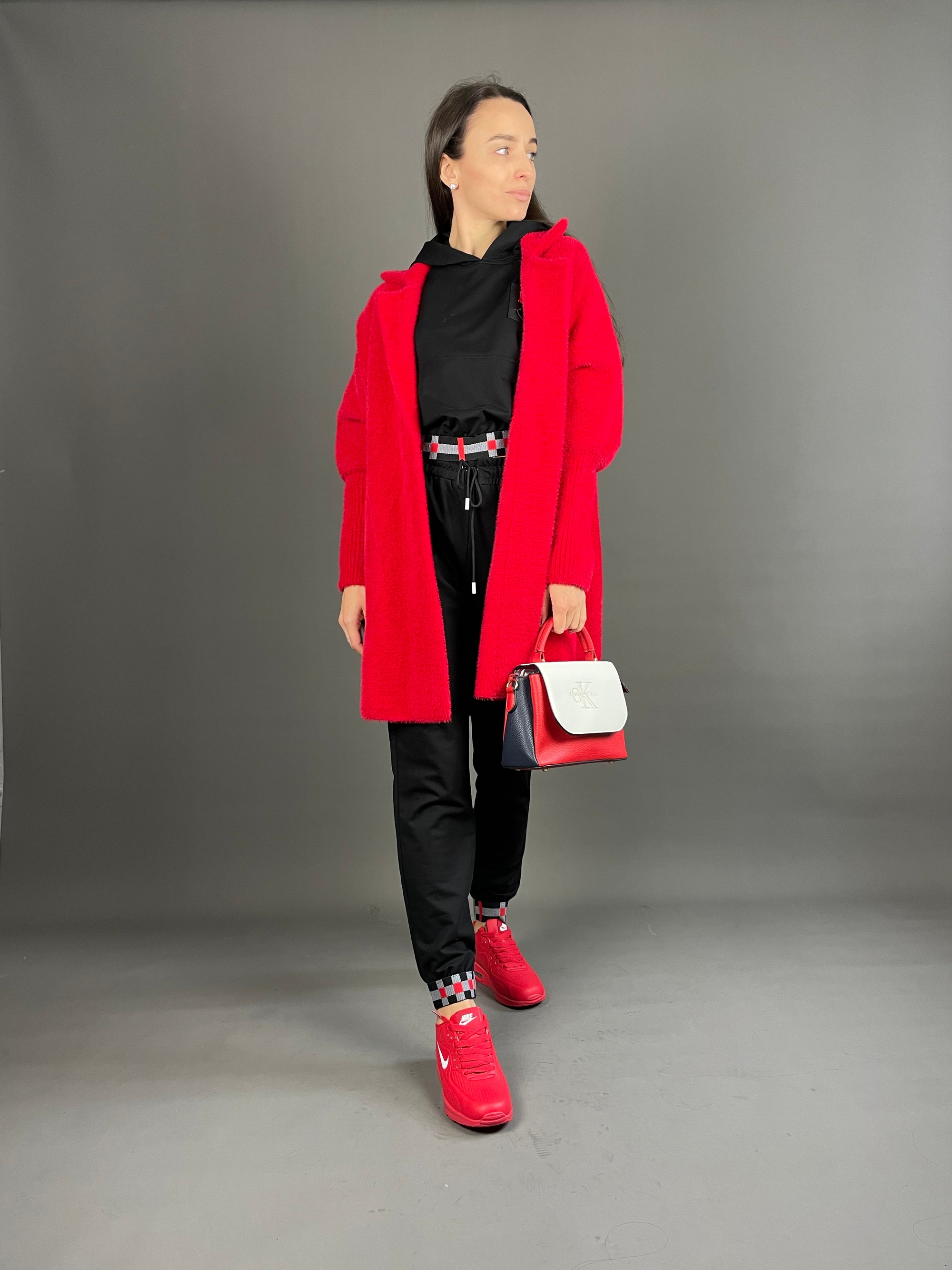 Red alpaca coat
