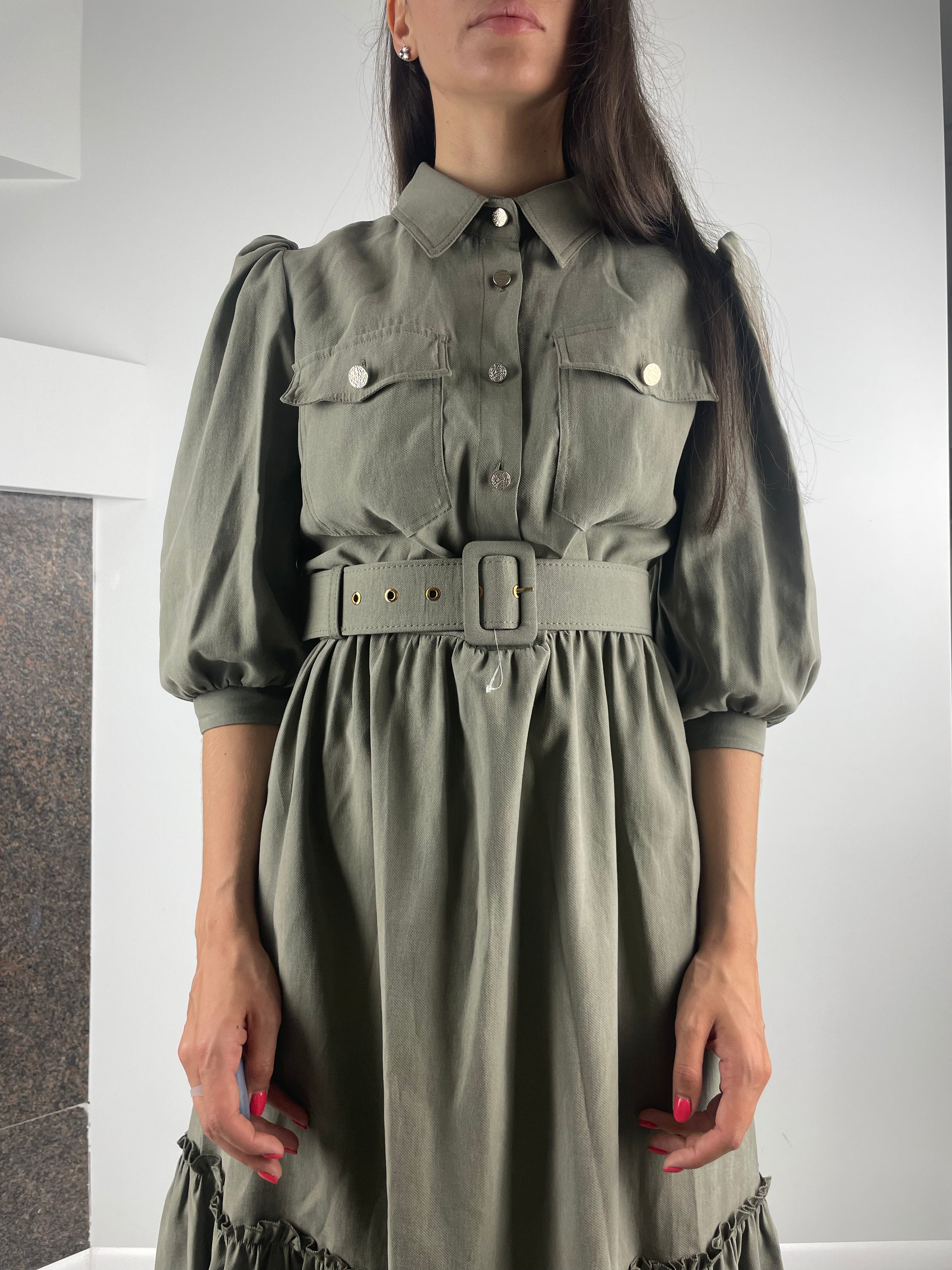 KHAKI DRESS with belt