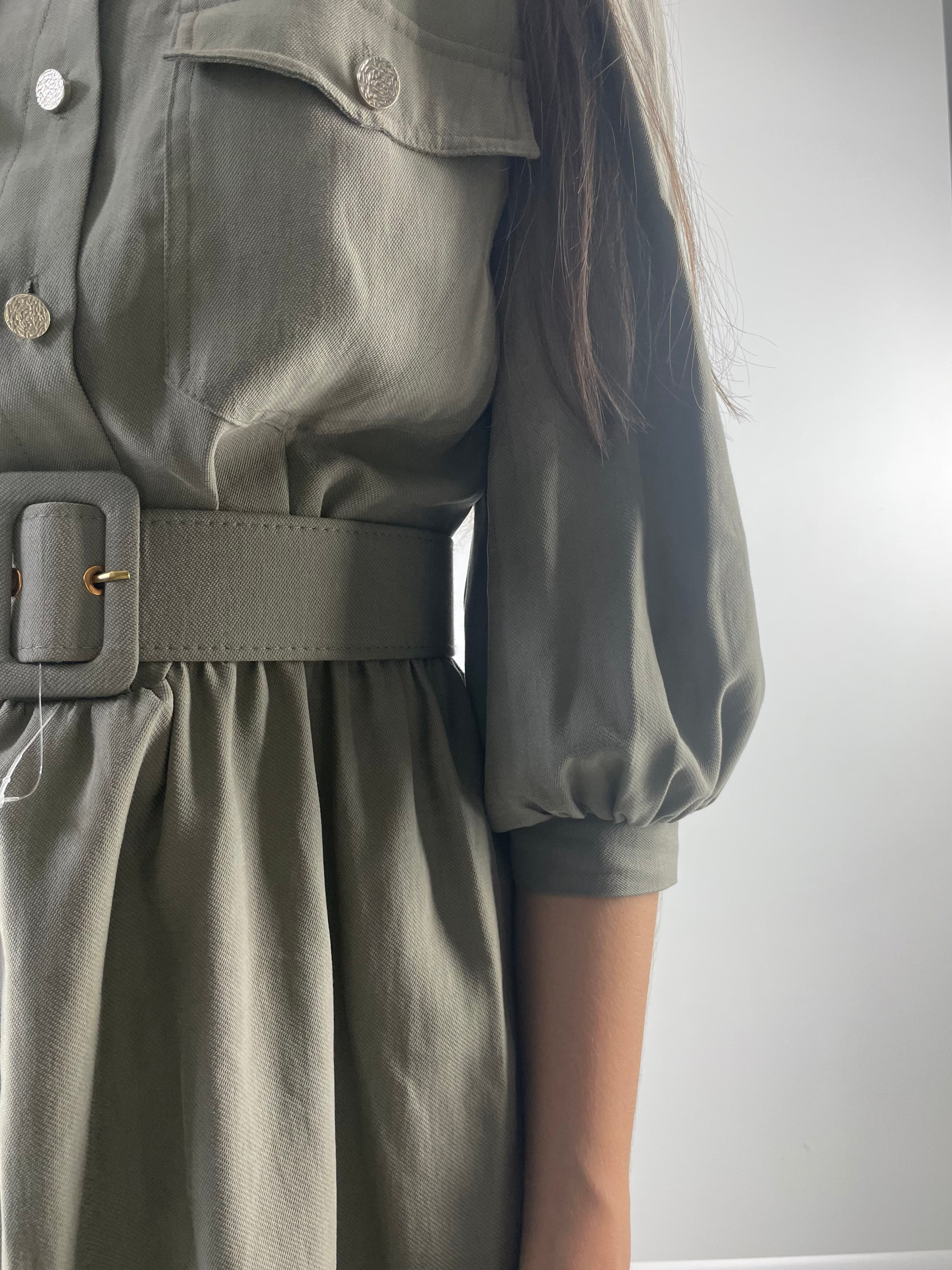 KHAKI DRESS with belt