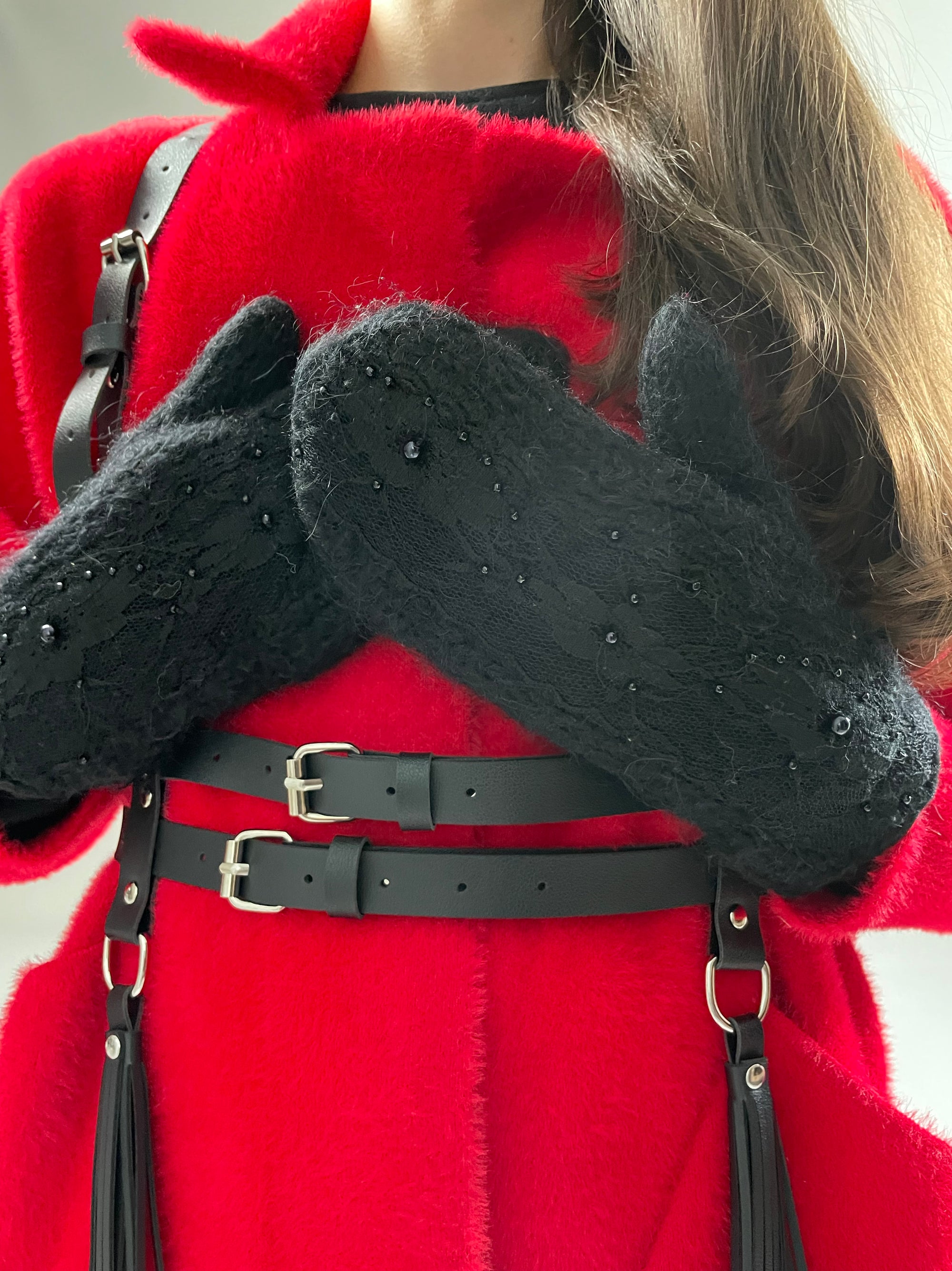 Red alpaca coat