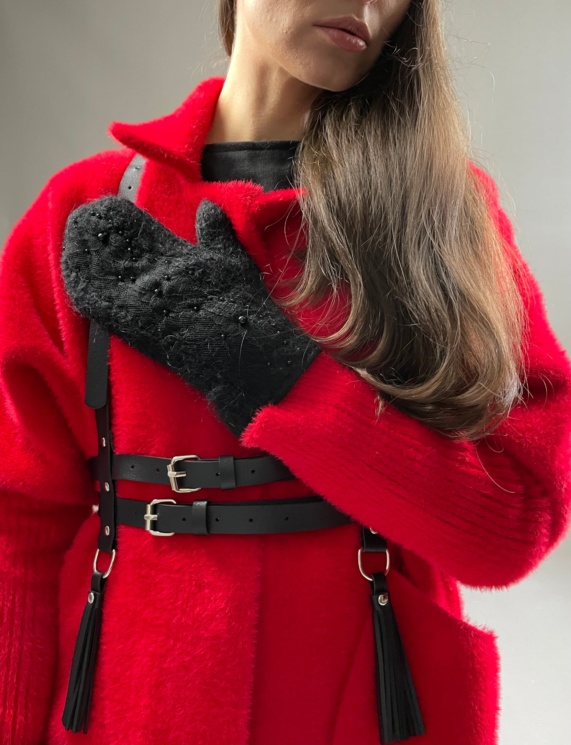 Red alpaca coat