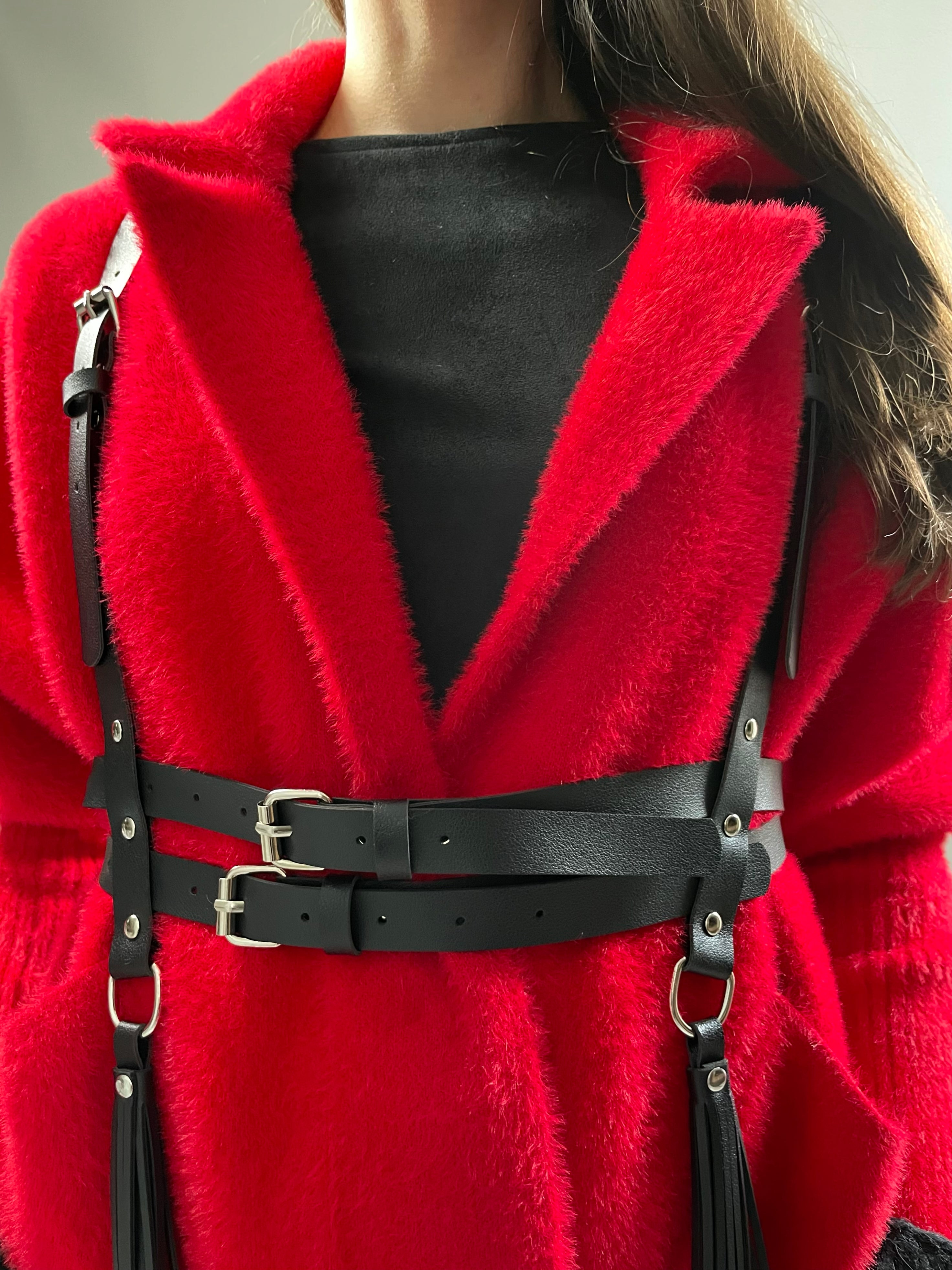 Red alpaca coat