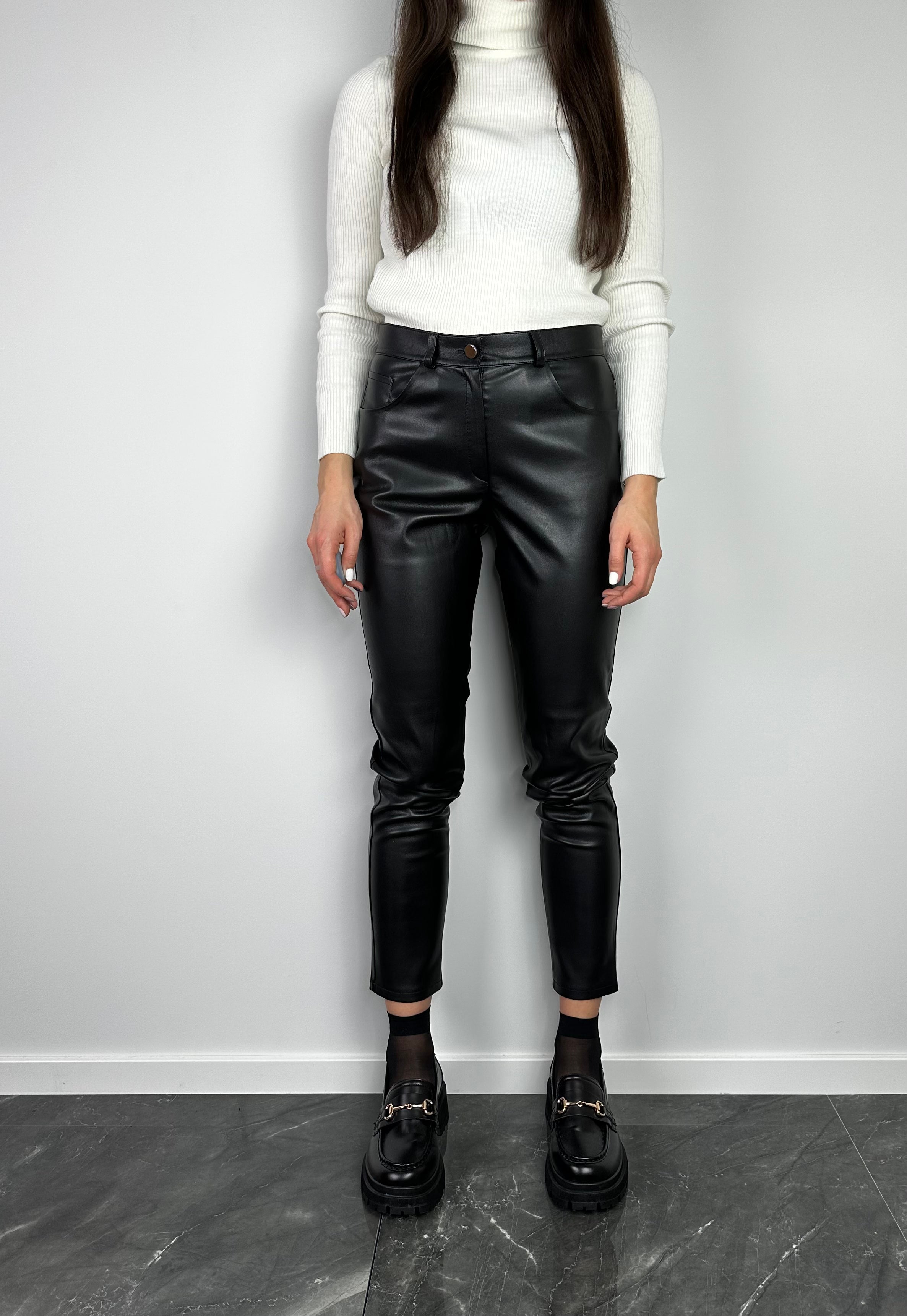 Black eco leather pants