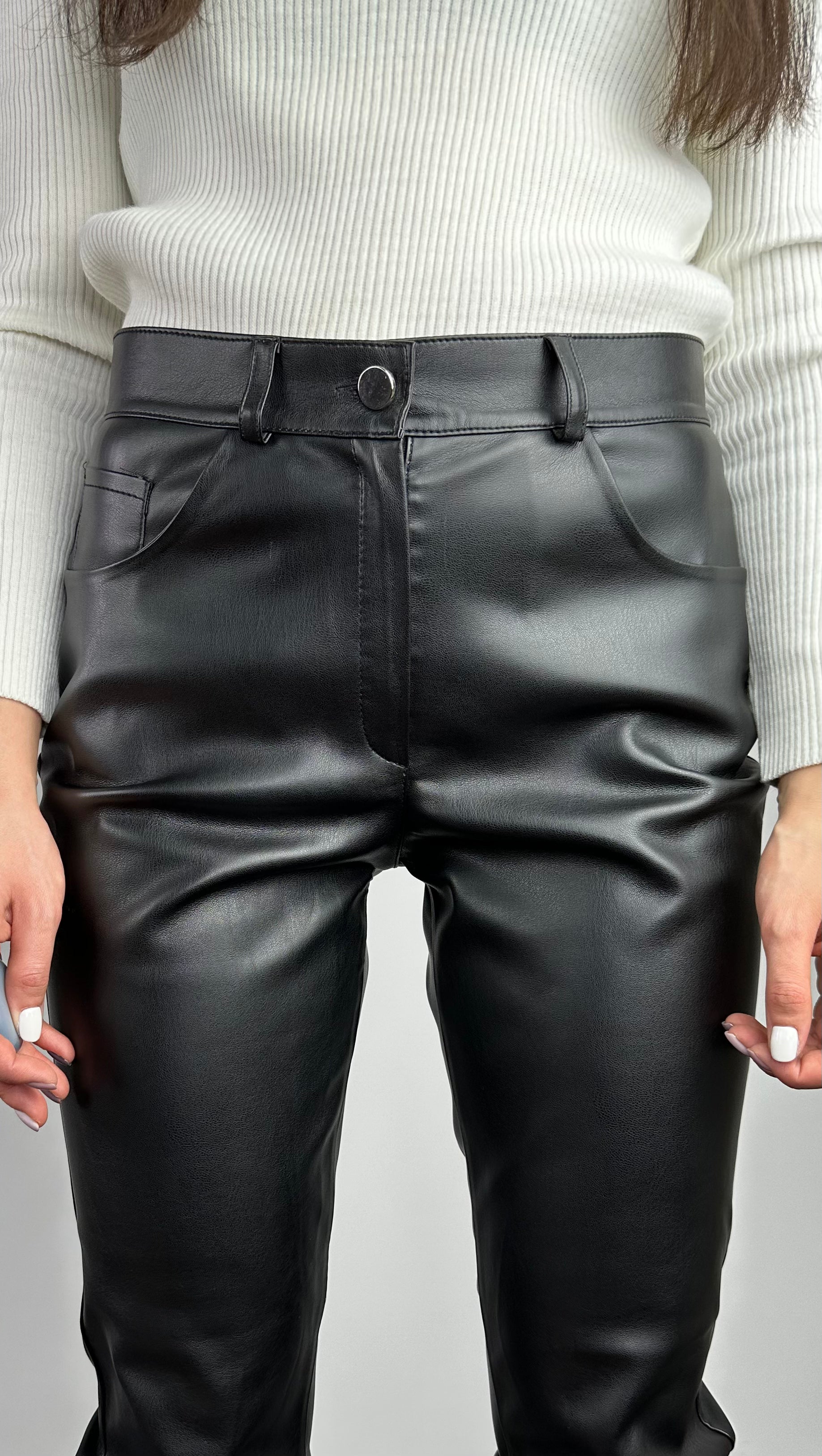 Black eco leather pants