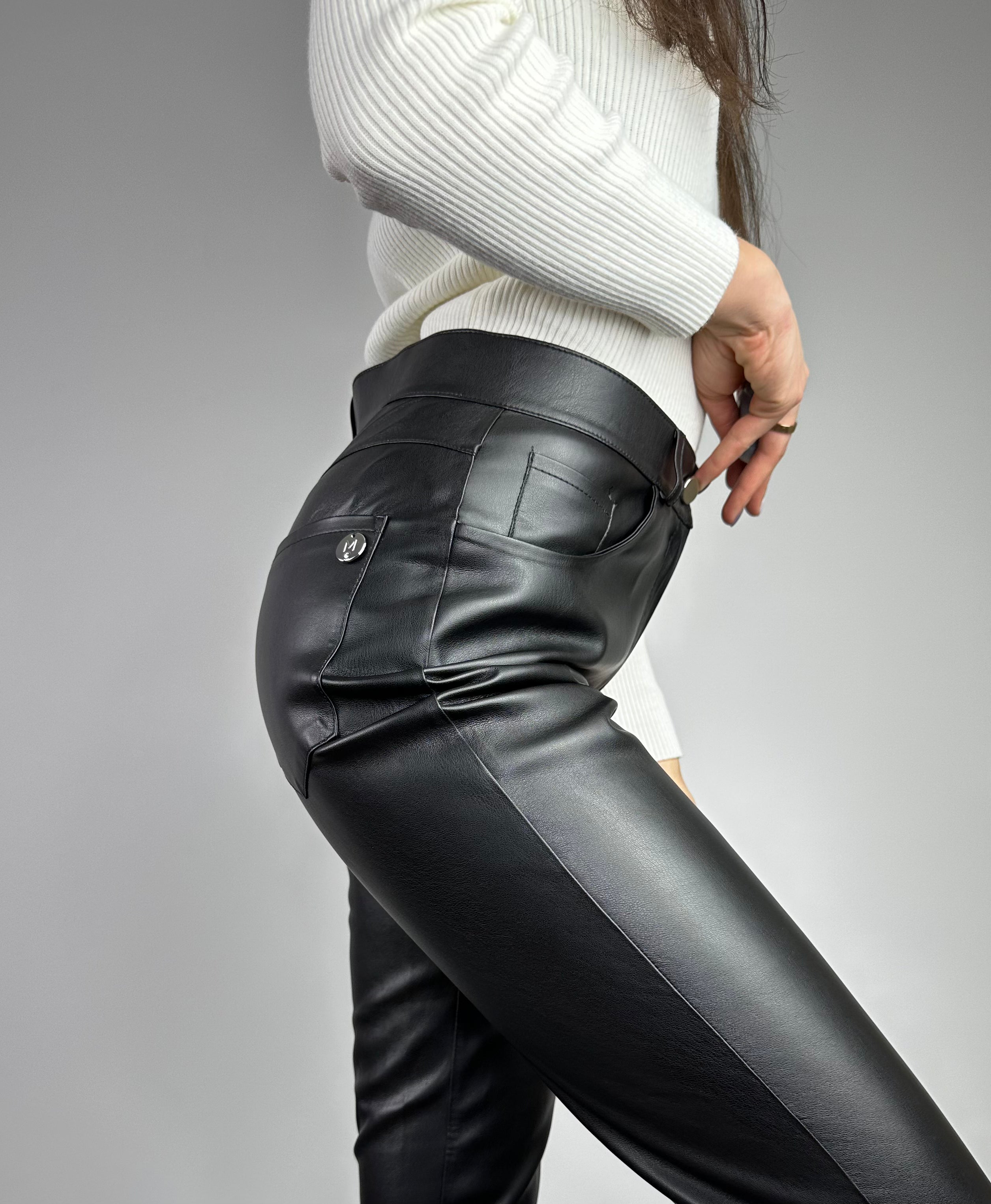 Black eco leather pants