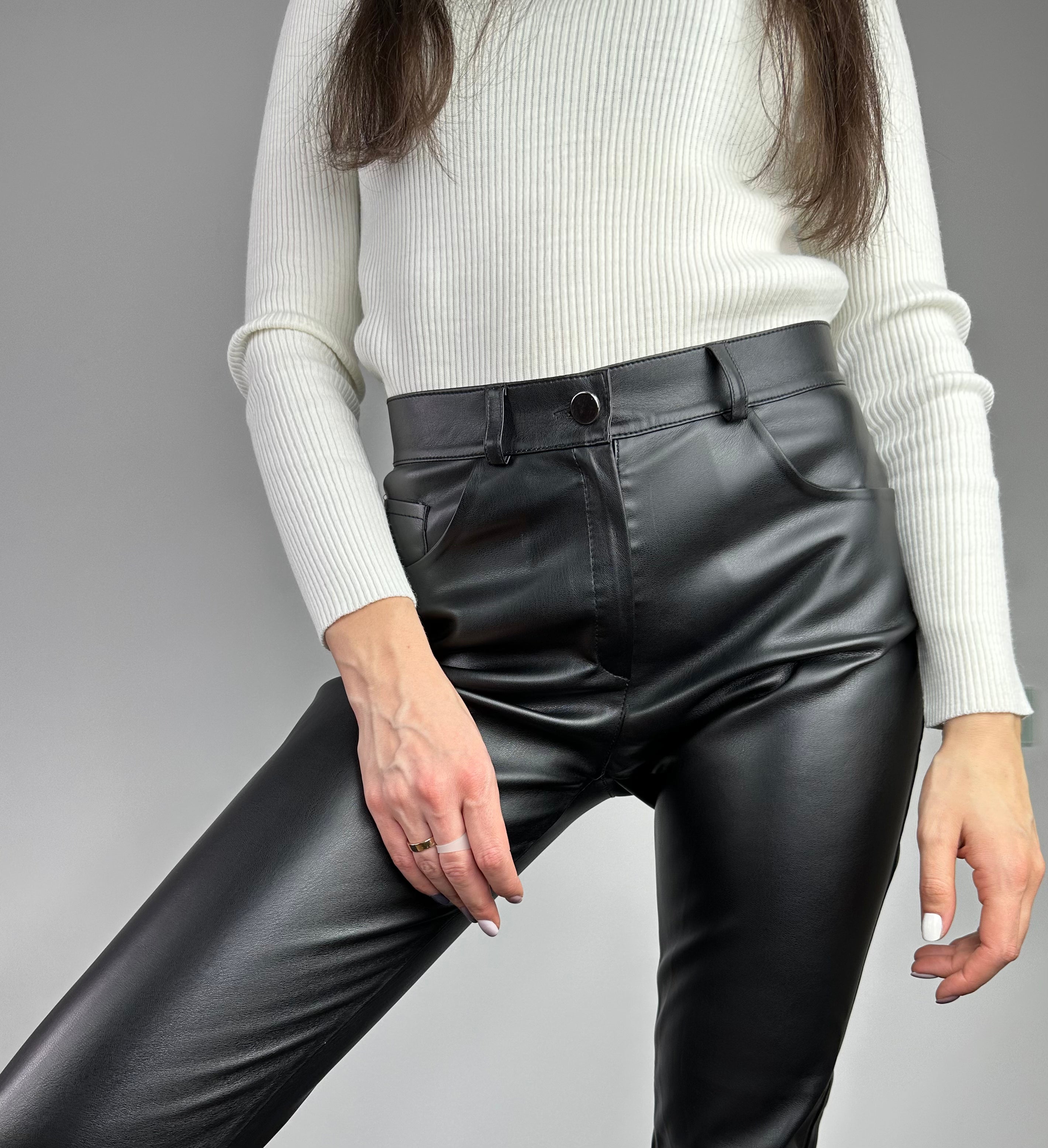 Black eco leather pants