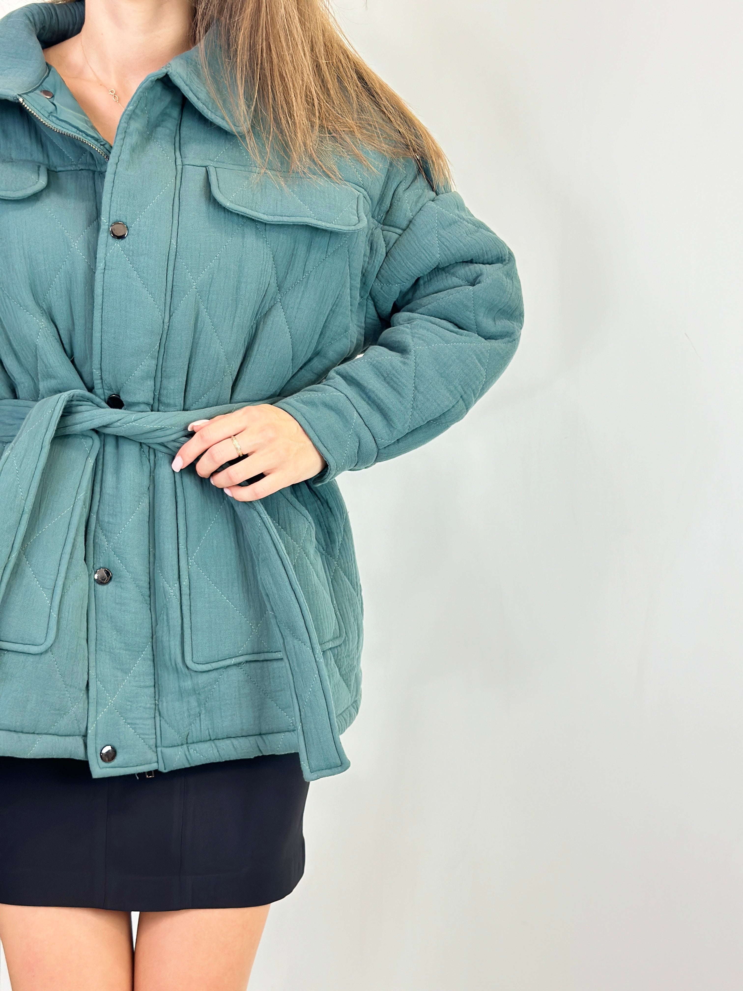 Green cotton jacket for women