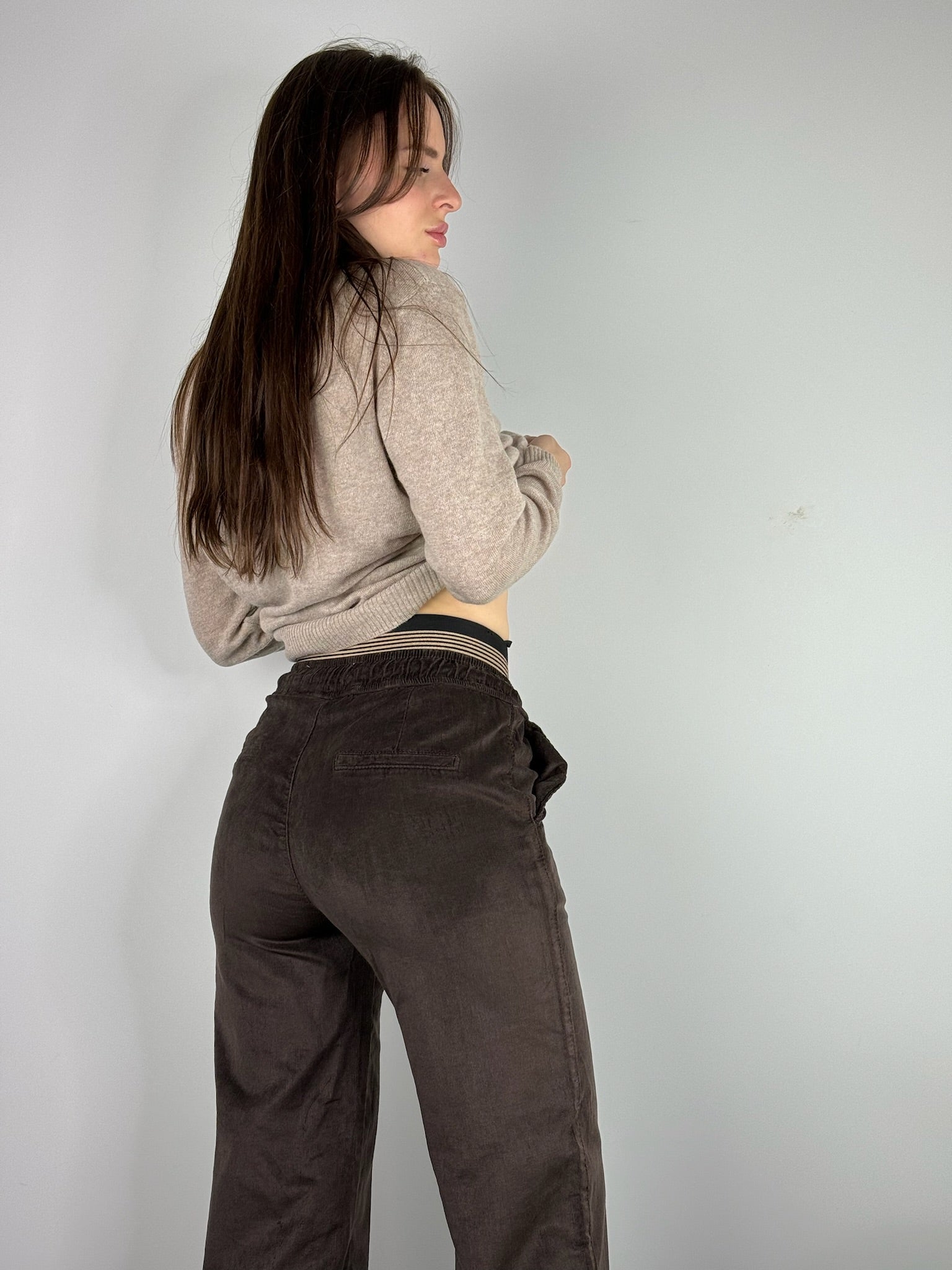 Brown VELVET PALAZZO PANTS