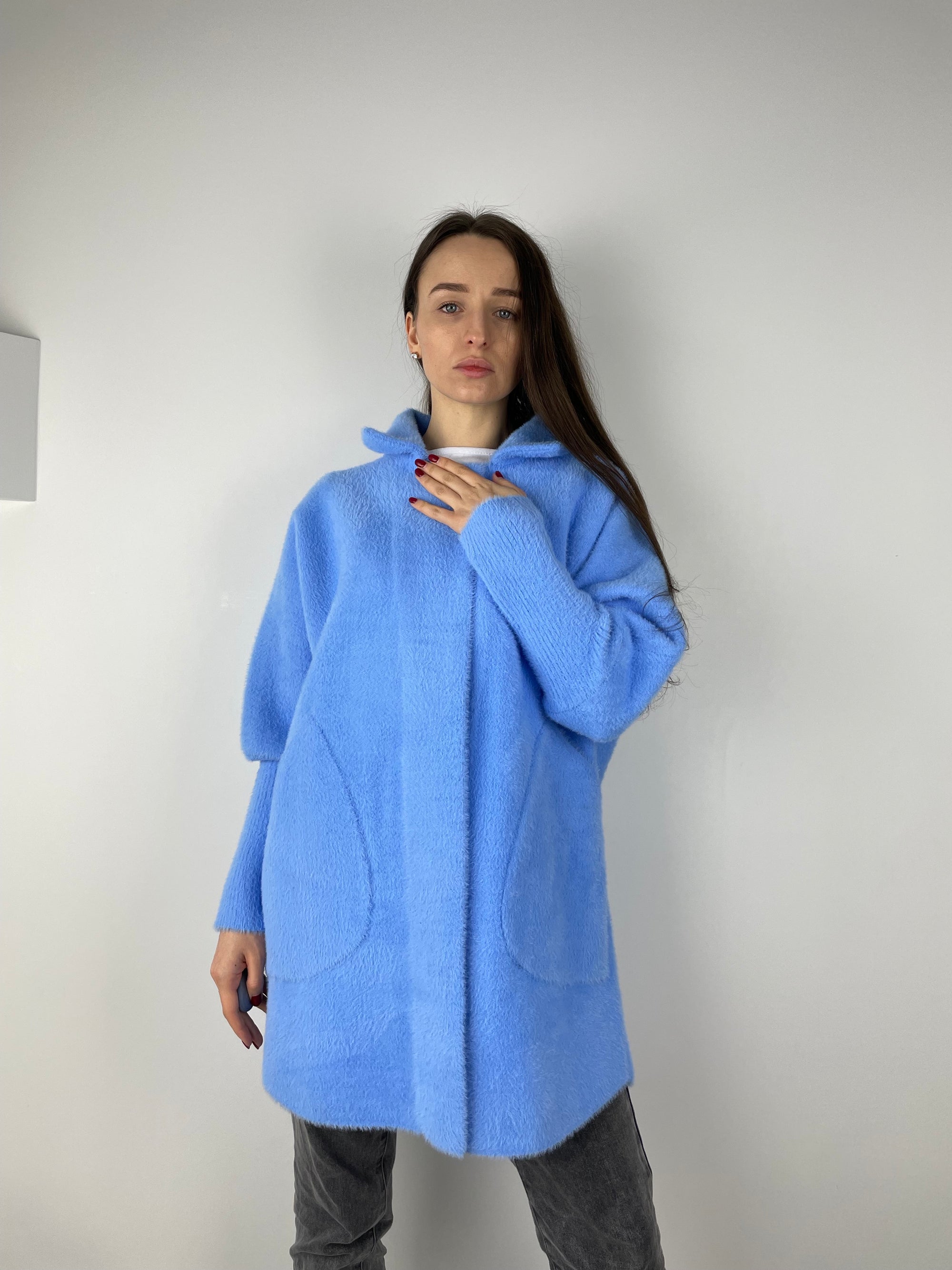 Sky Blue long Alpaca coat (OS)