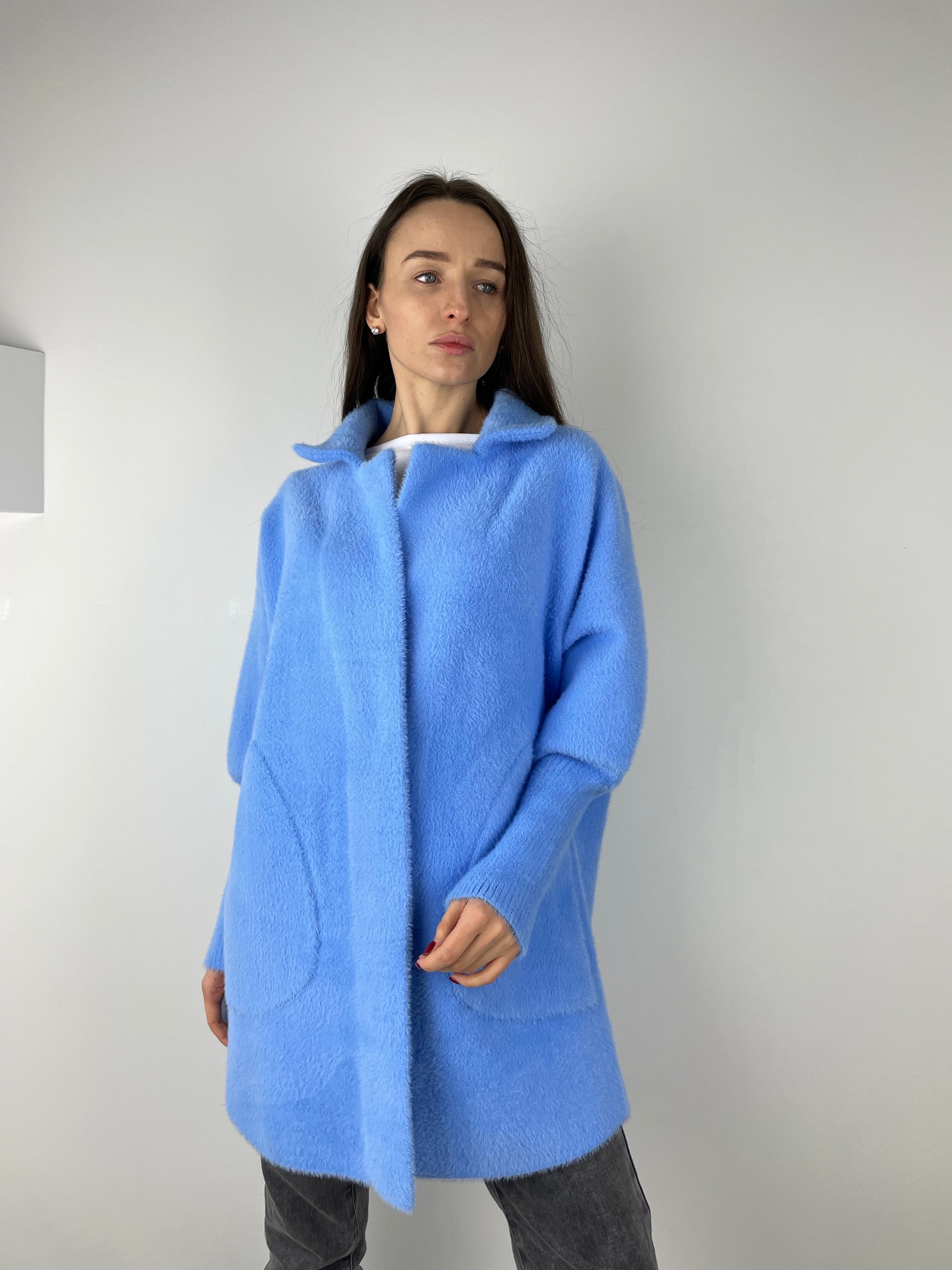 Sky Blue long Alpaca coat (OS)