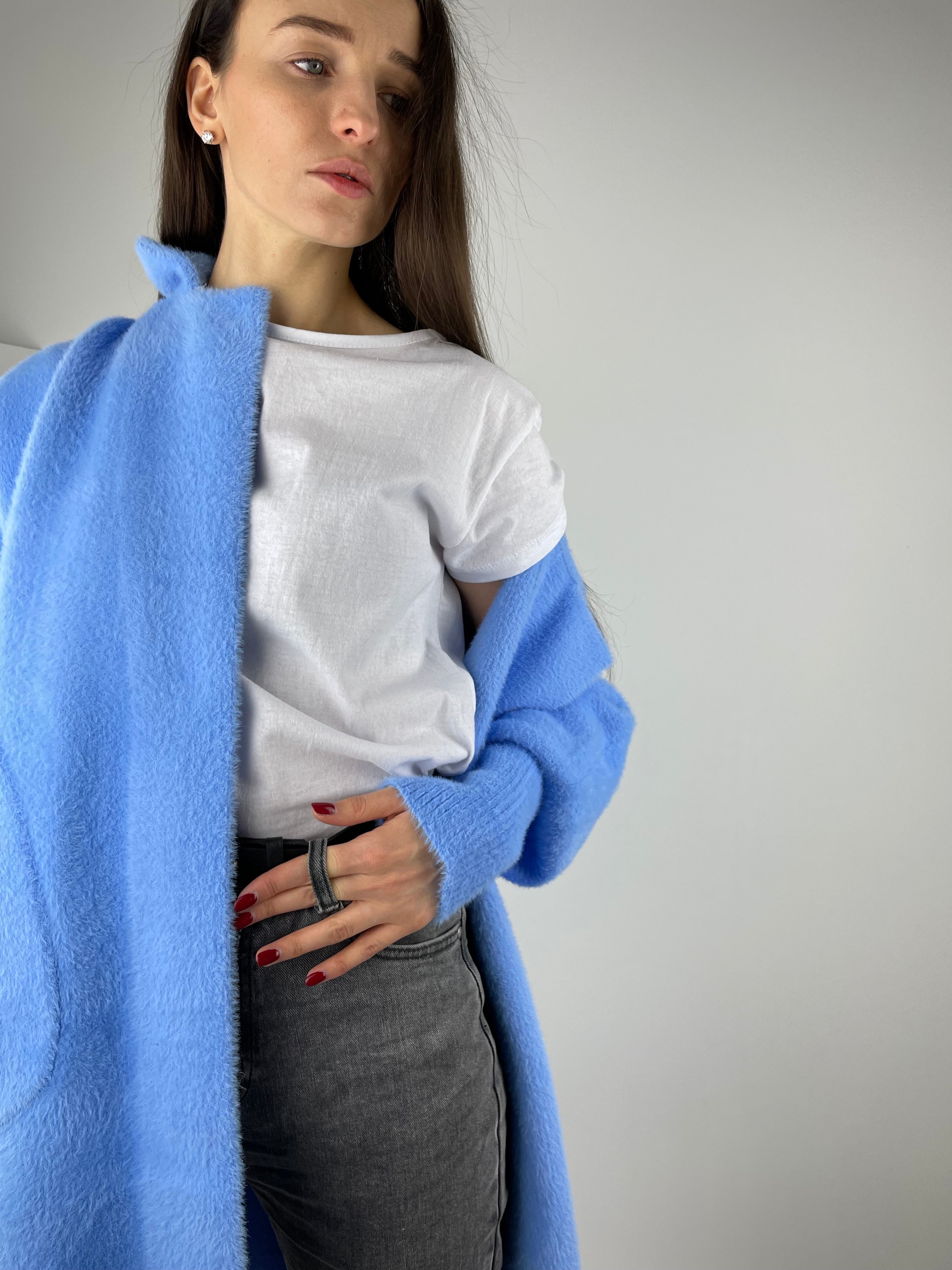 Sky Blue long Alpaca coat (OS)