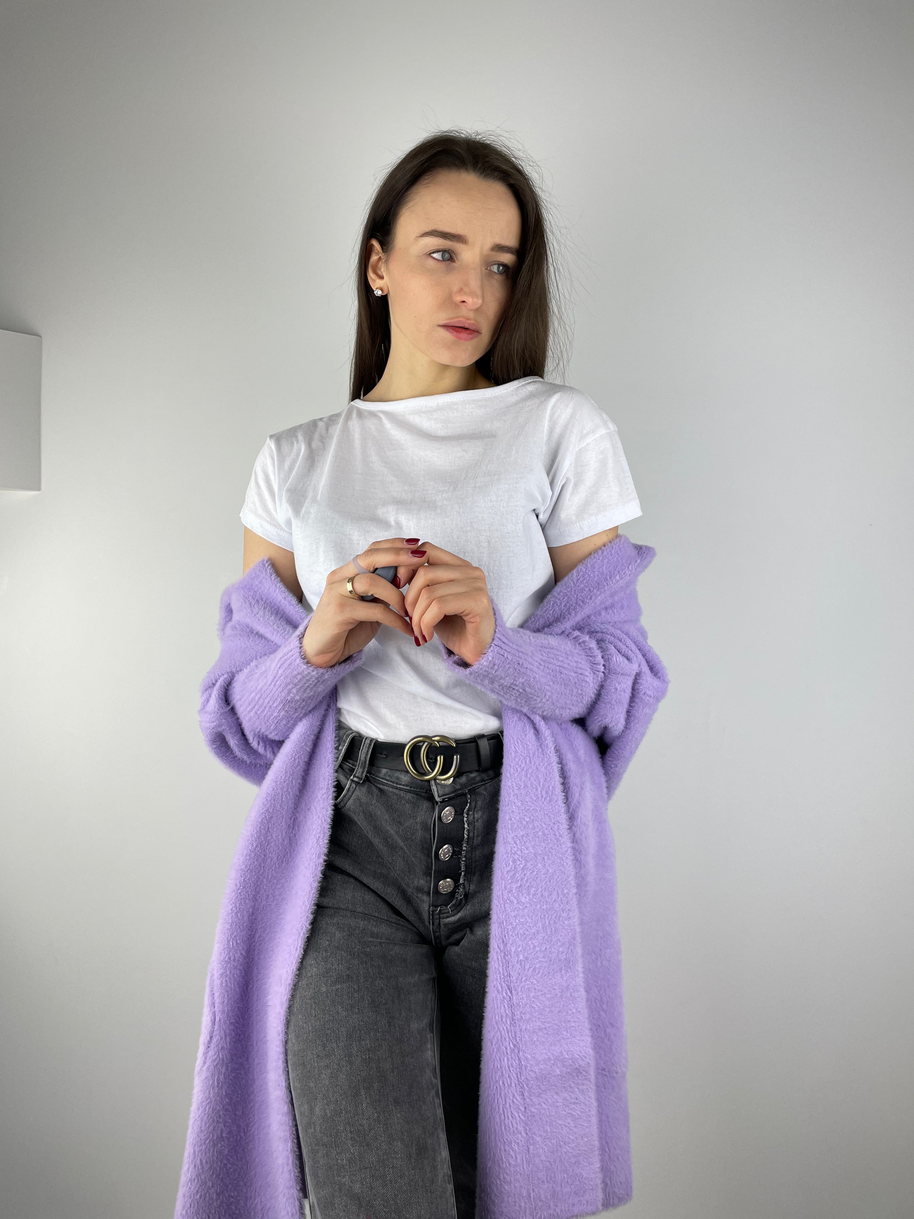 Lavender long Alpaca coat (OS)