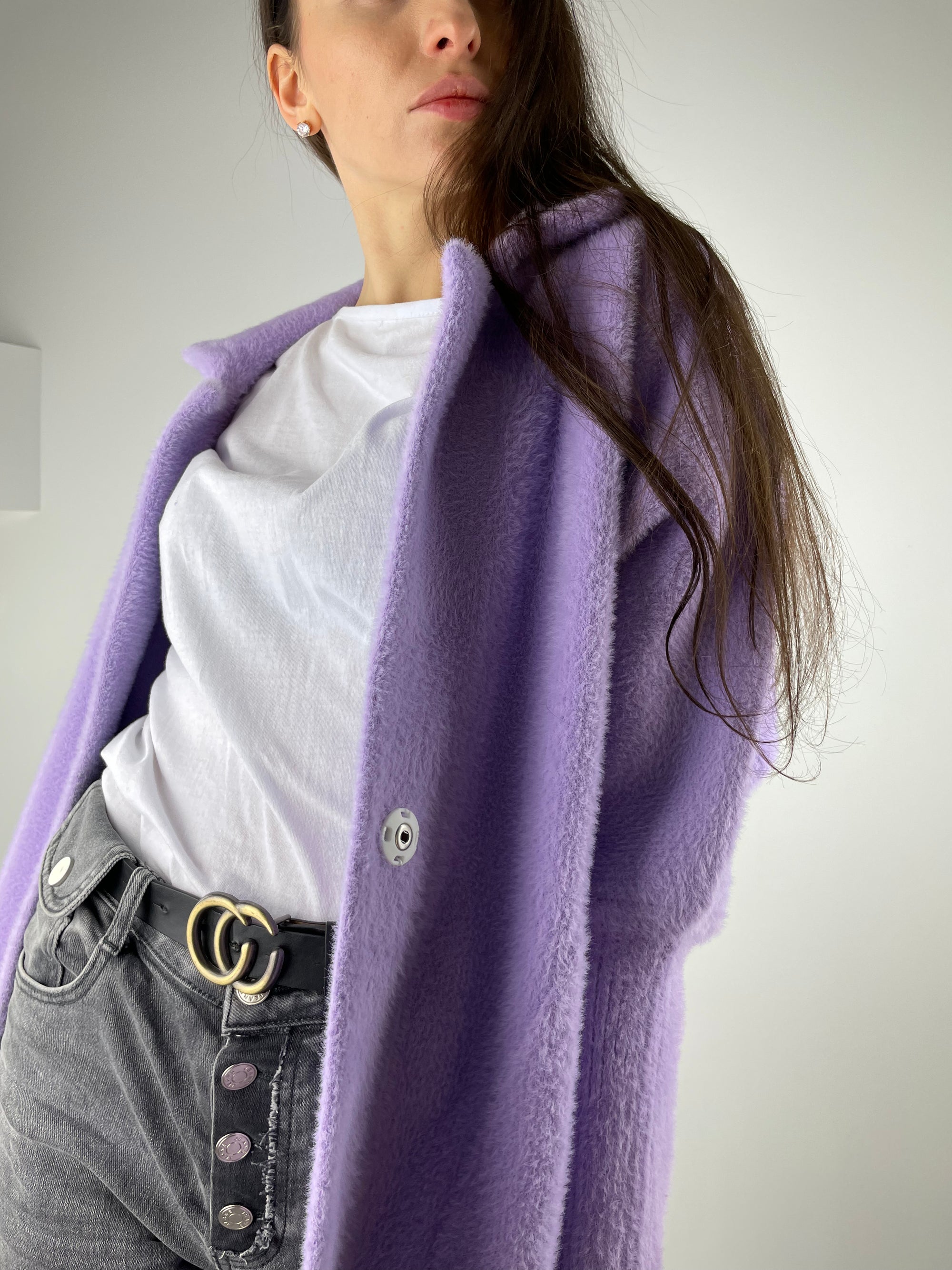 Lavender long Alpaca coat (OS)