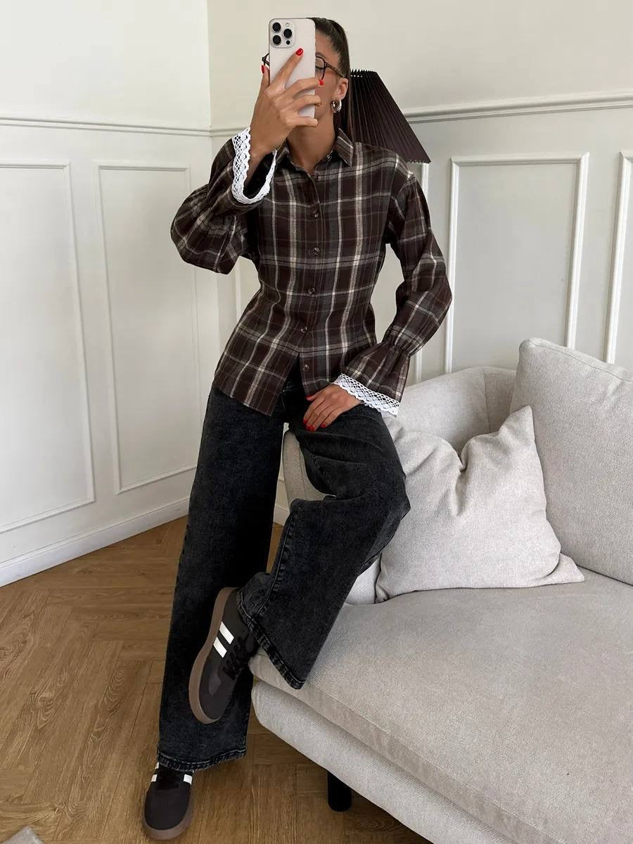 Women’s Plaid Shirt with Corset Back