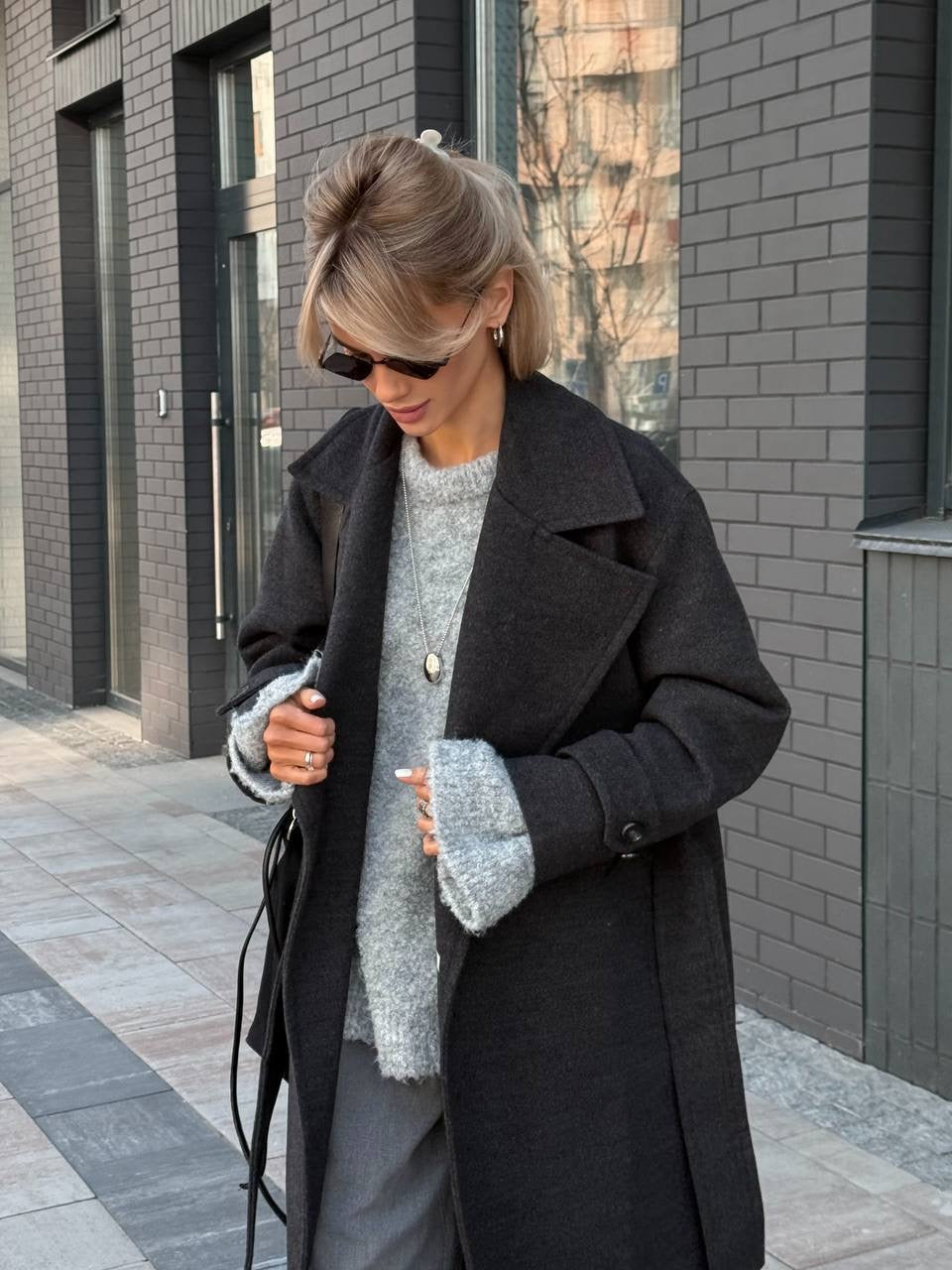 Women’s Oversized Long Coat with Wide Lapels