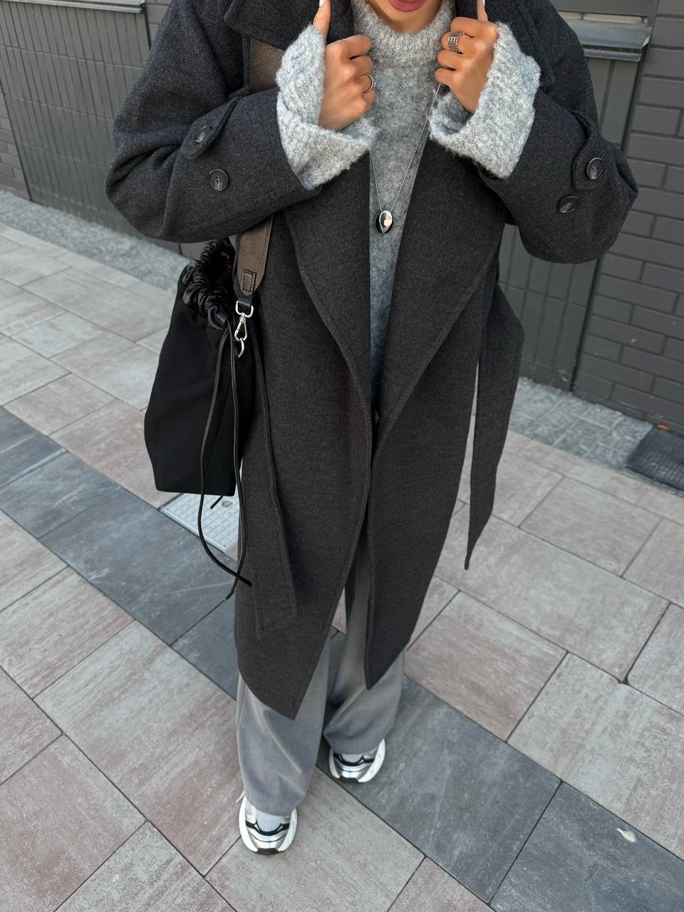 Women’s Oversized Long Coat with Wide Lapels