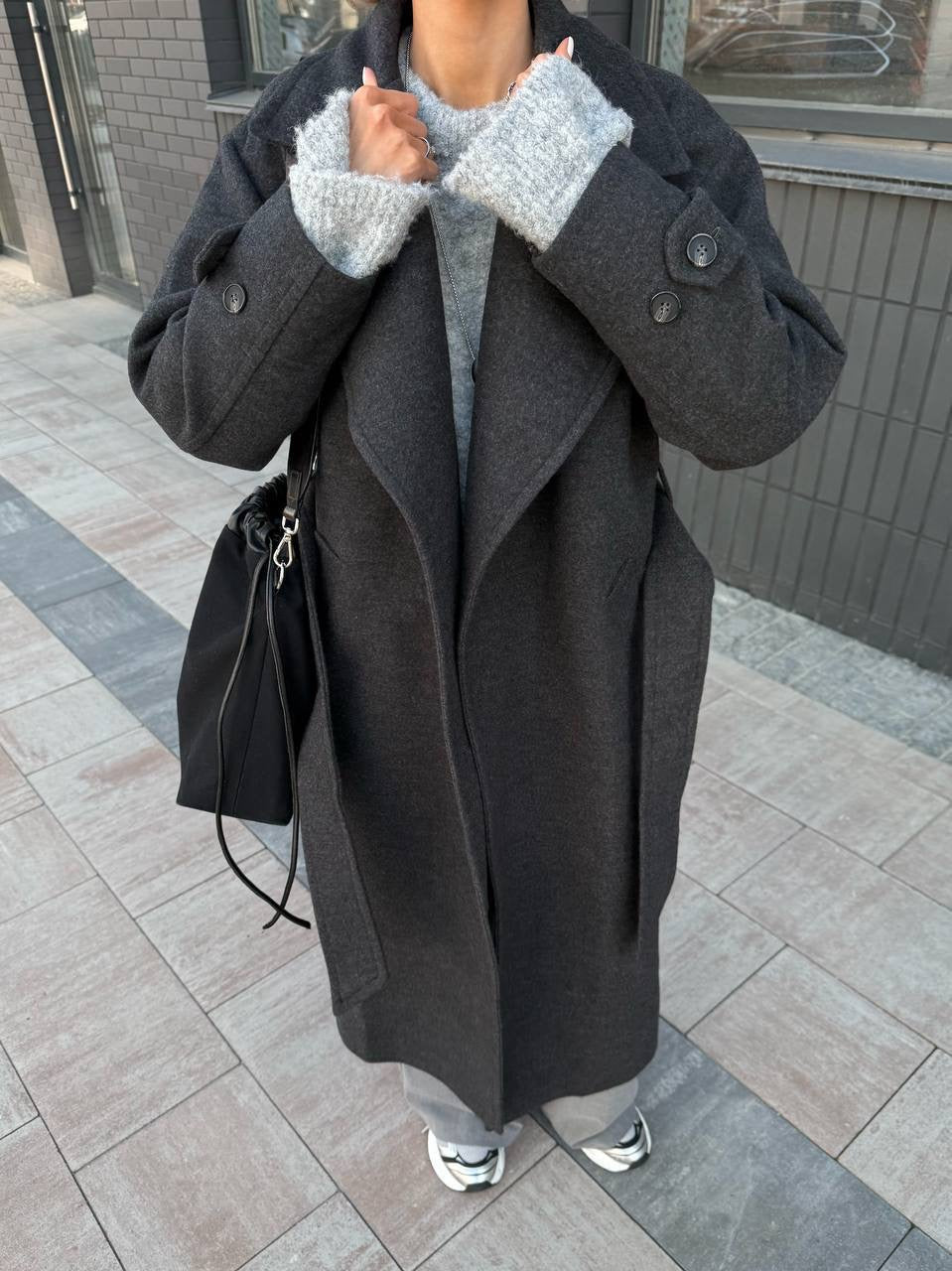 Women’s Oversized Long Coat with Wide Lapels