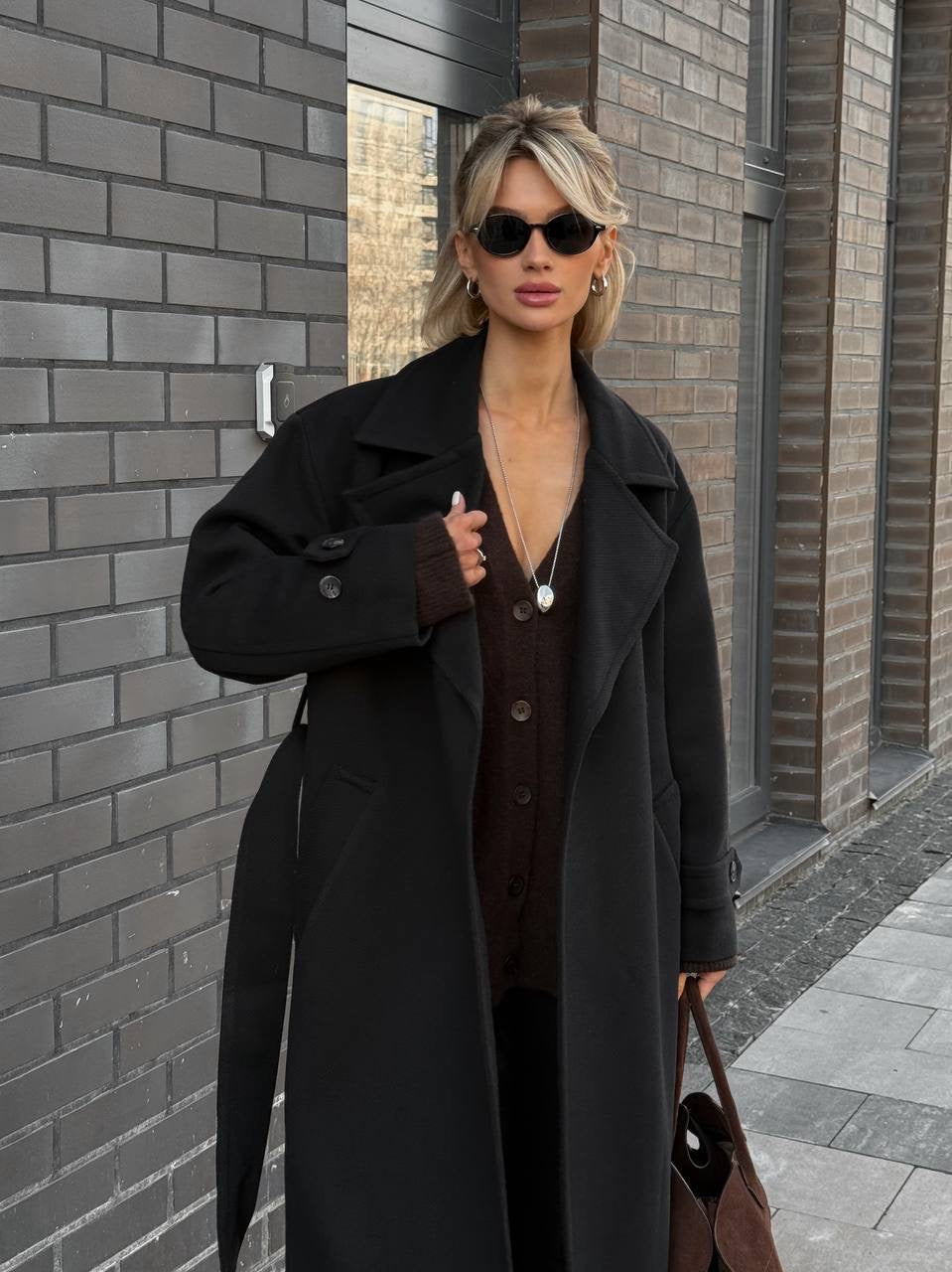 Women’s Oversized Long Coat with Wide Lapels